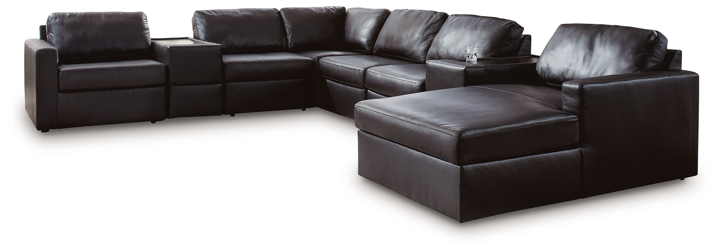 8 Pc · Sectional With RAF Corner Chaise And Storage Consoles