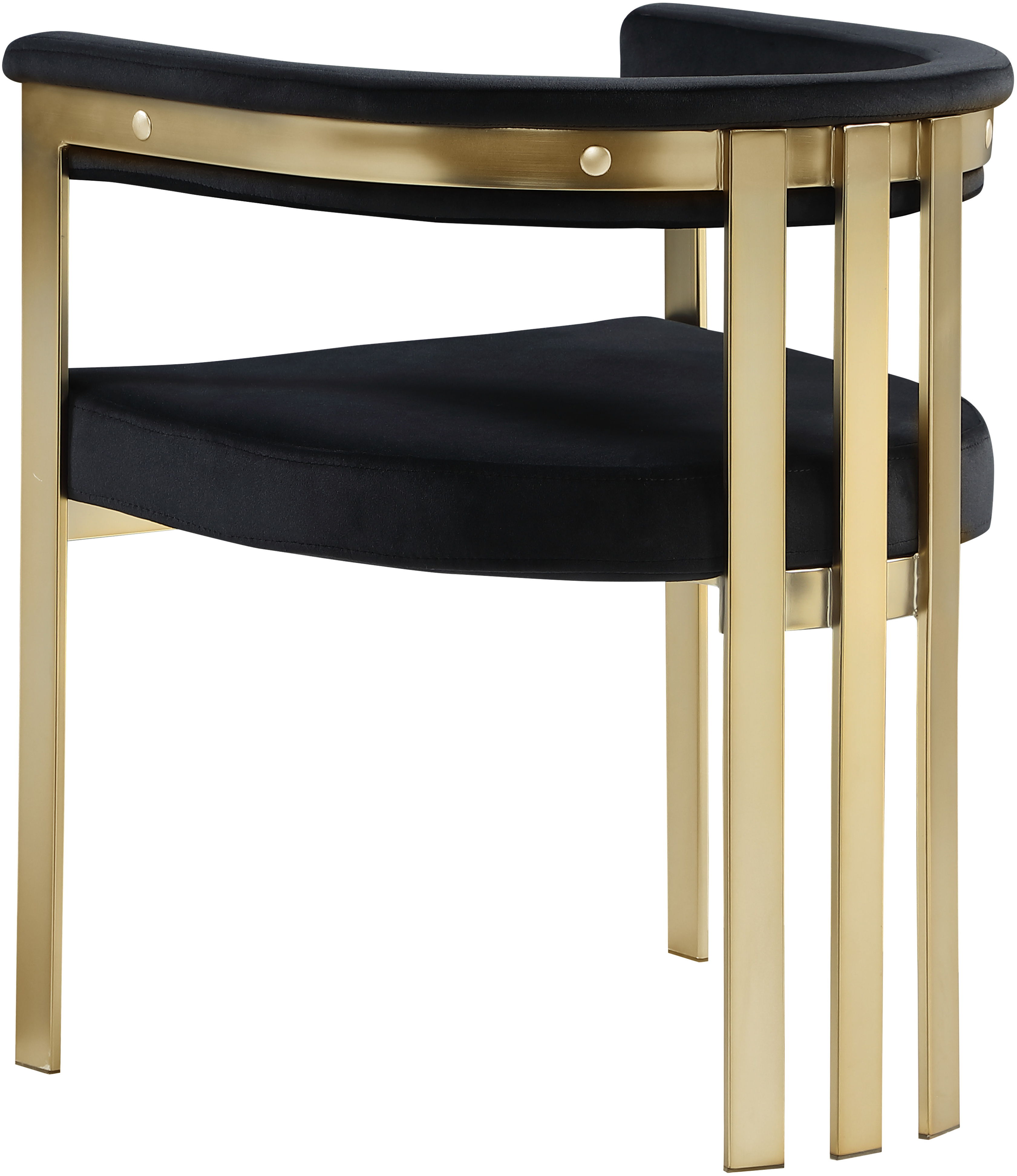 Marcello - Dining Chair With Brushed Gold Iron Frame (Set of 2) - Black