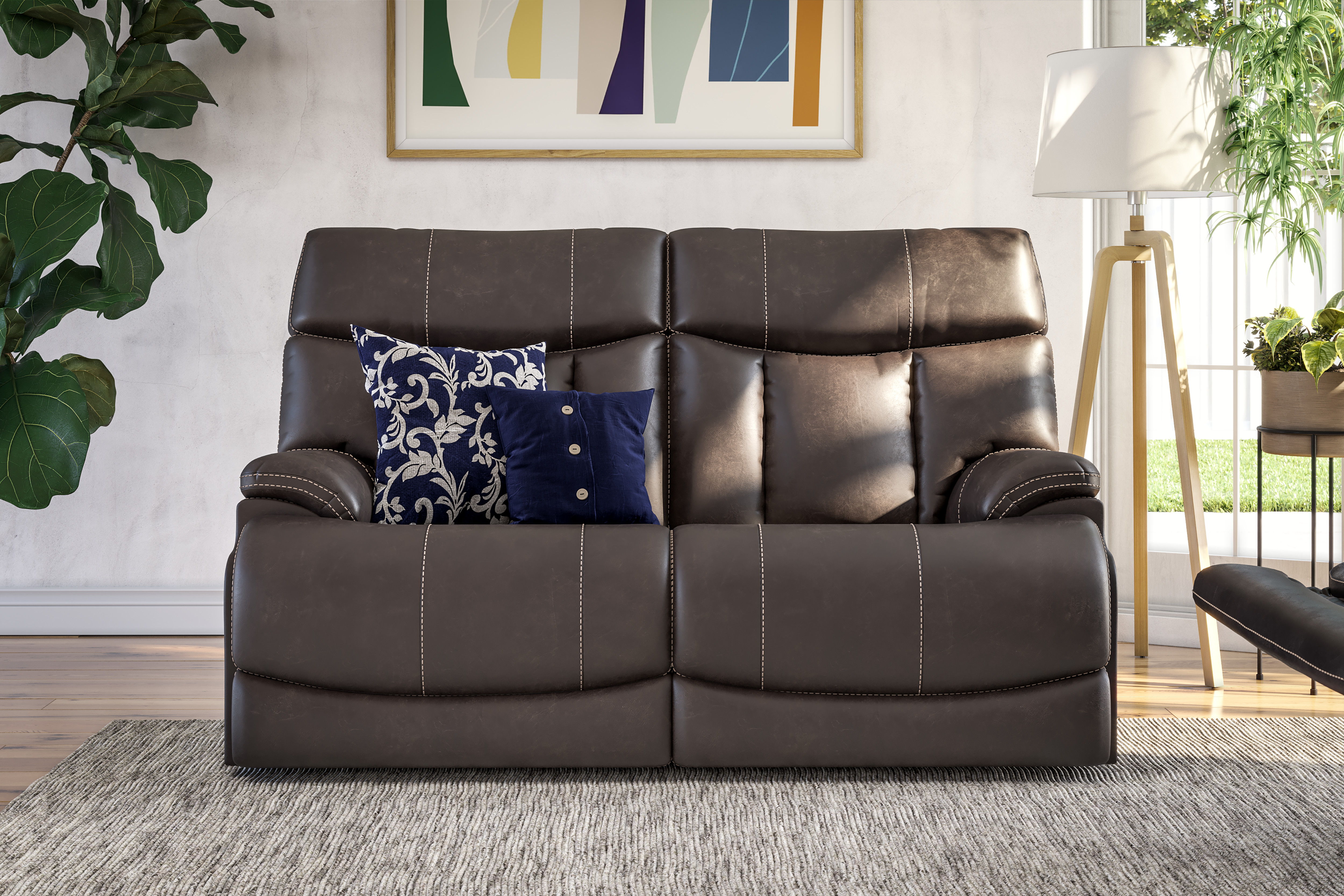 Clive - Power Reclining Loveseat With Power Headrests & Lumbar - Clove, dark brown