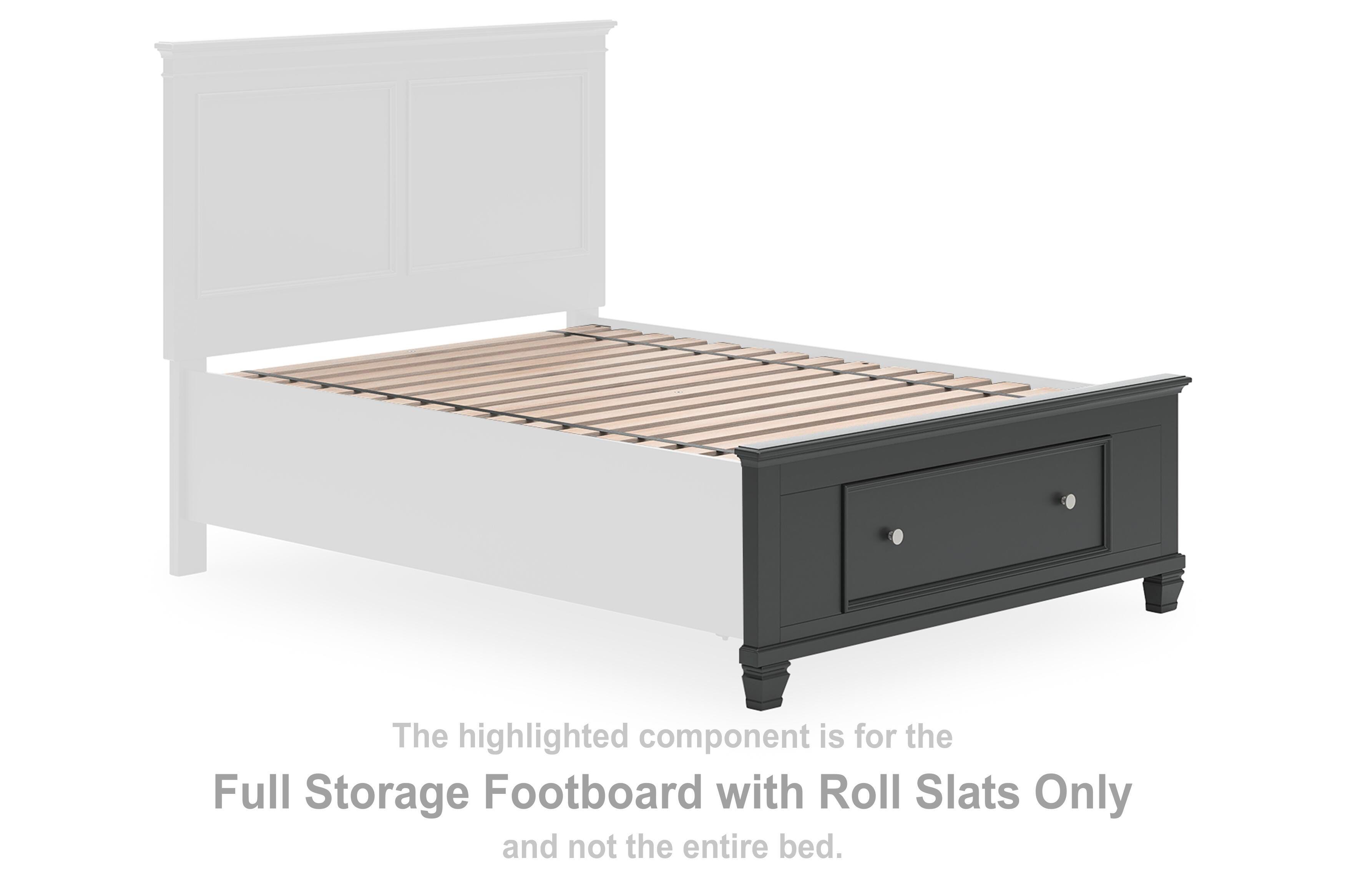Lanolee – Full Storage Footboard With Roll Slats – Black