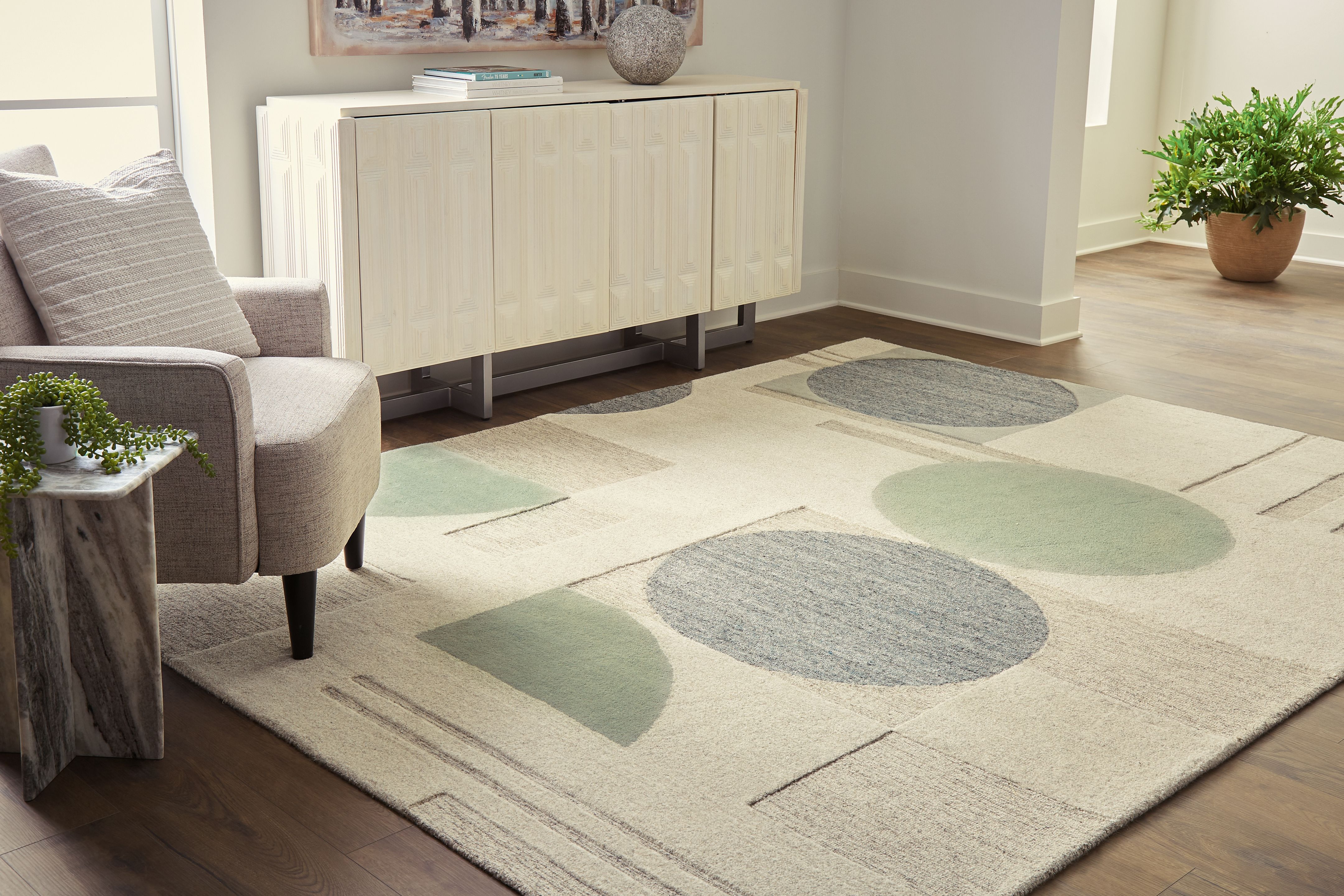 Dallane - 8' x 10' Rug - Linen / Blue / Green