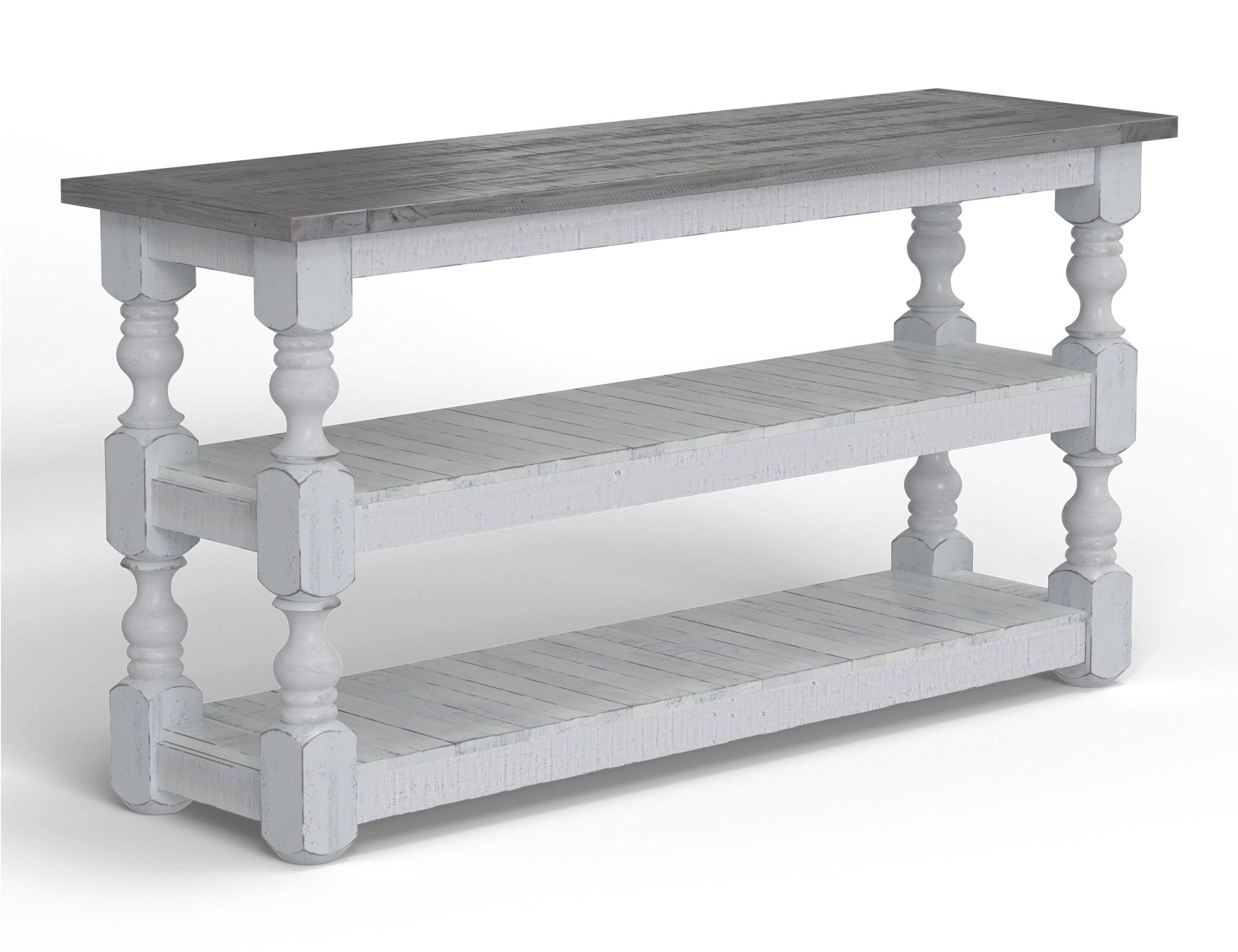 International Furniture Direct Stone - Sofa Table - Antiqued Ivory / Weathered Gray