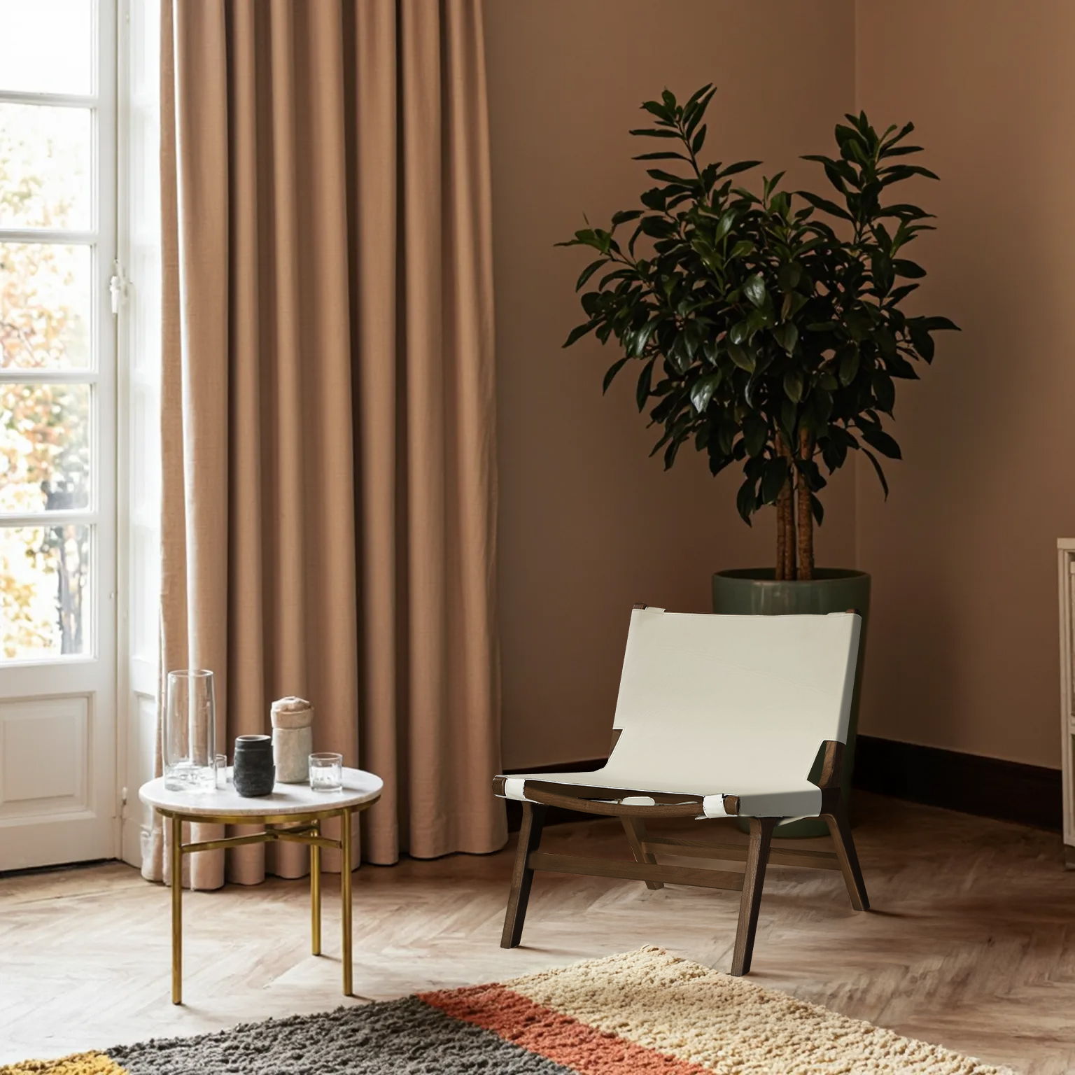 Rawlins - Vegan Leather Upholstered Accent Chair - Cream