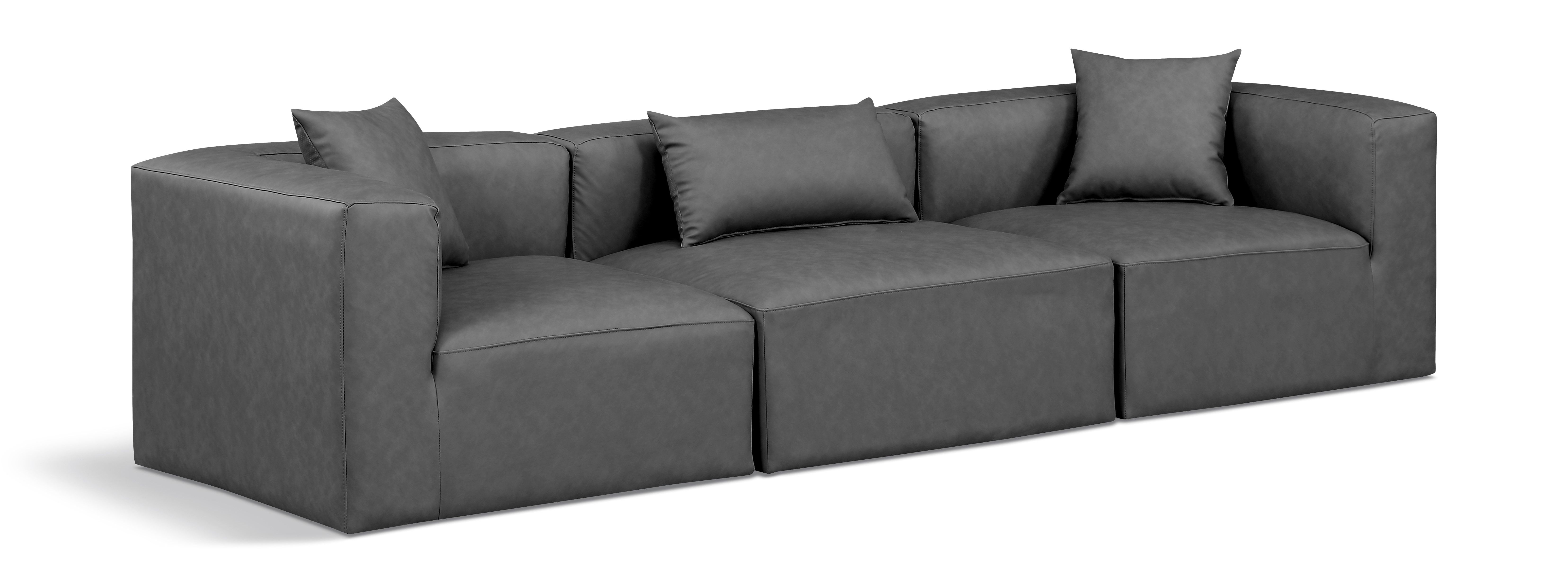 Cube - Modular 3 Seat Sofa - Charcoal Gray
