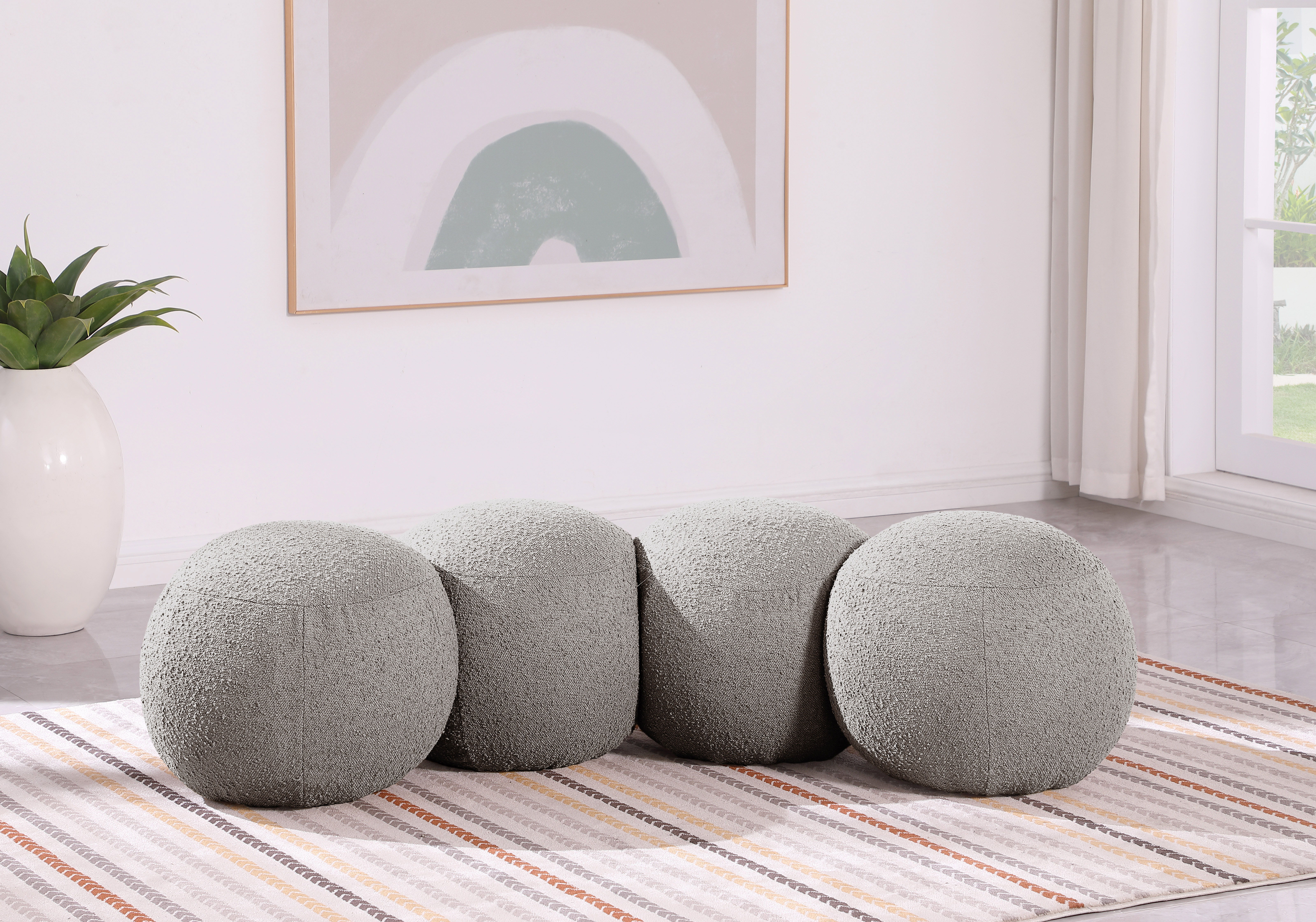 Apollo - 65" Boucle Fabric Bench - Taupe