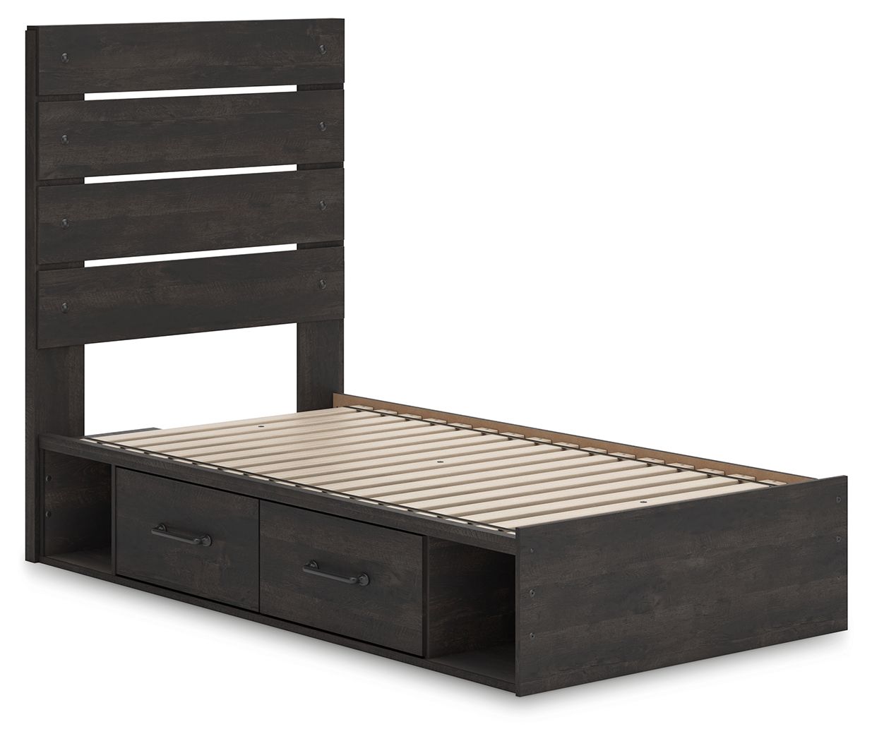 Ashley Furniture Hollivern - Twin Panel Storage Bed - Dark Gray - Image 3