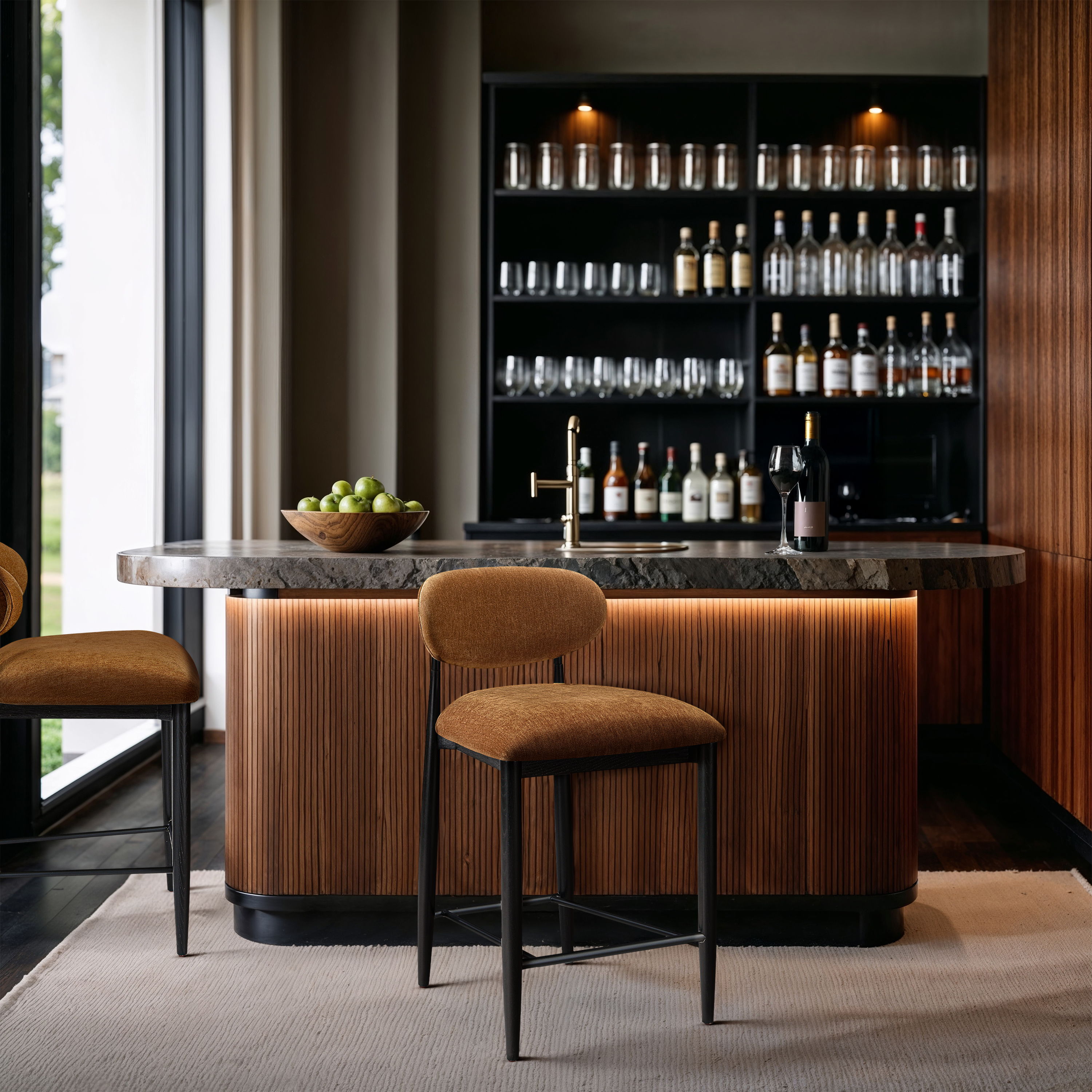 Riccio - Upholstered Stool - Cognac