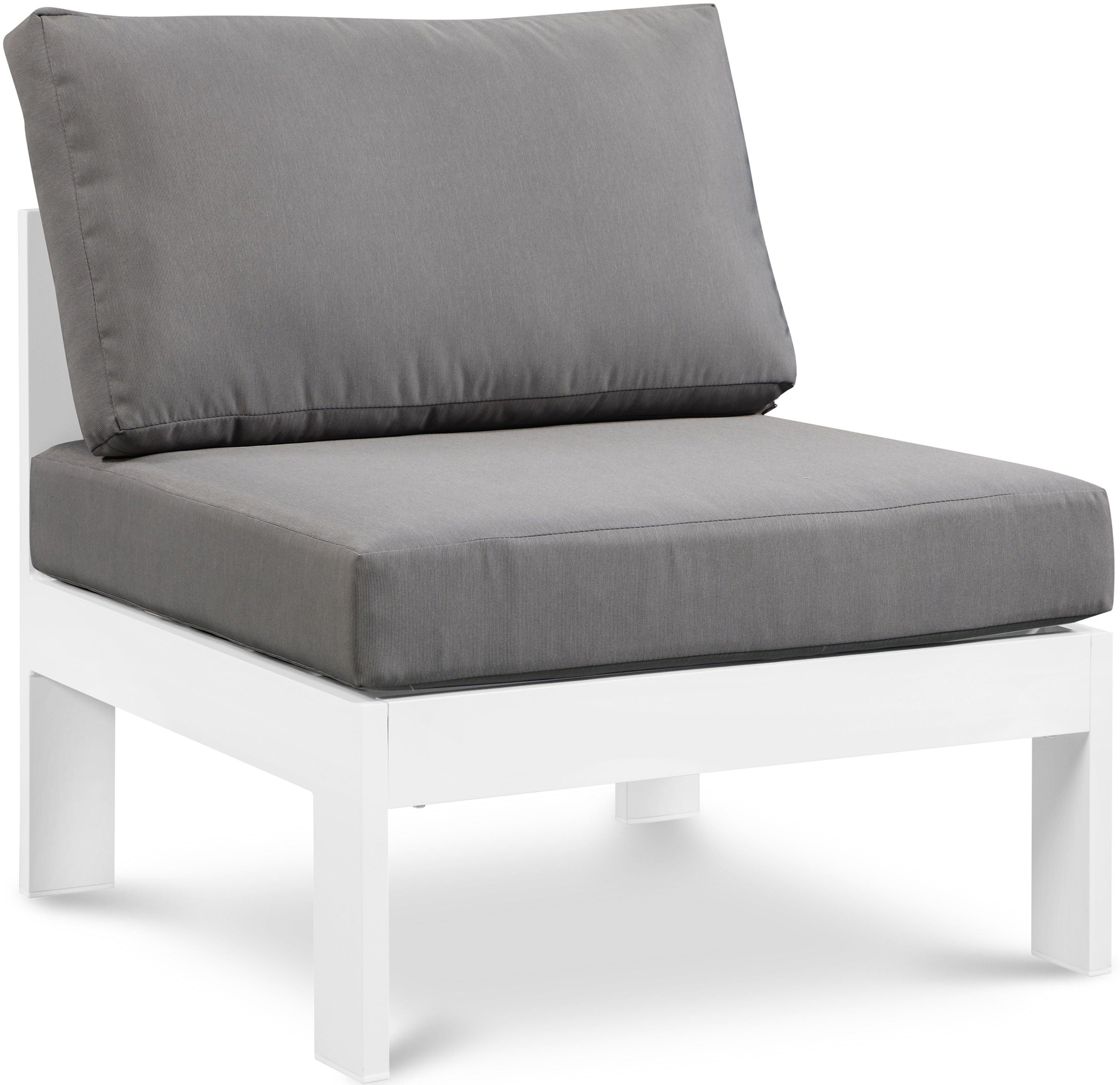 Nizuc - Outdoor Patio Armless Chair With White Frame - Gray