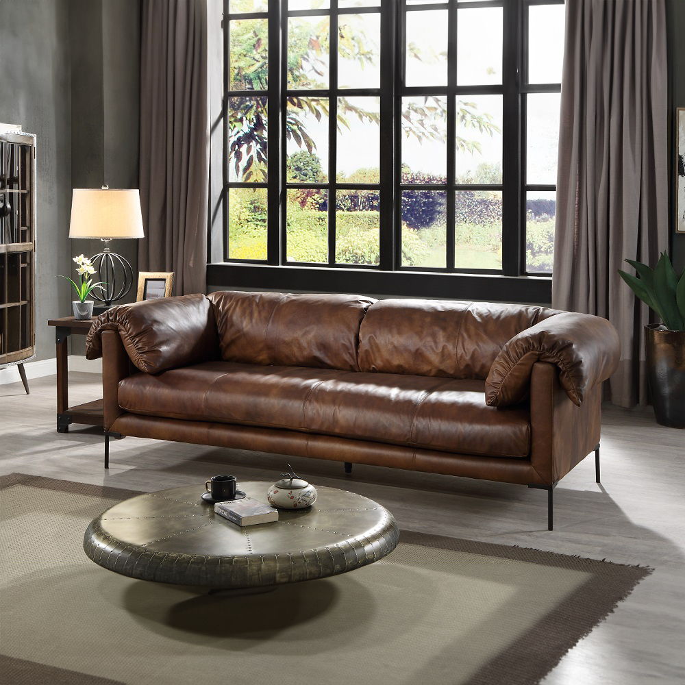 Jaron - Sofa - Mocha Top Grain Leather, dark brown