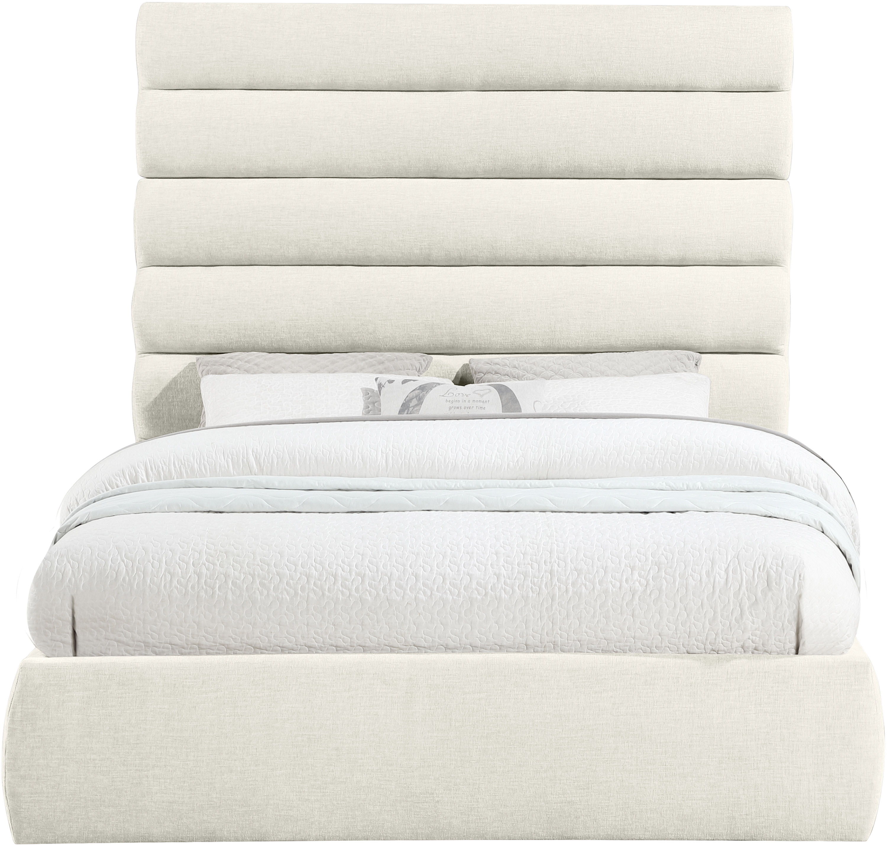 Adam - Chenille Fabric Queen Bed With 70.5" Headboard - Cream