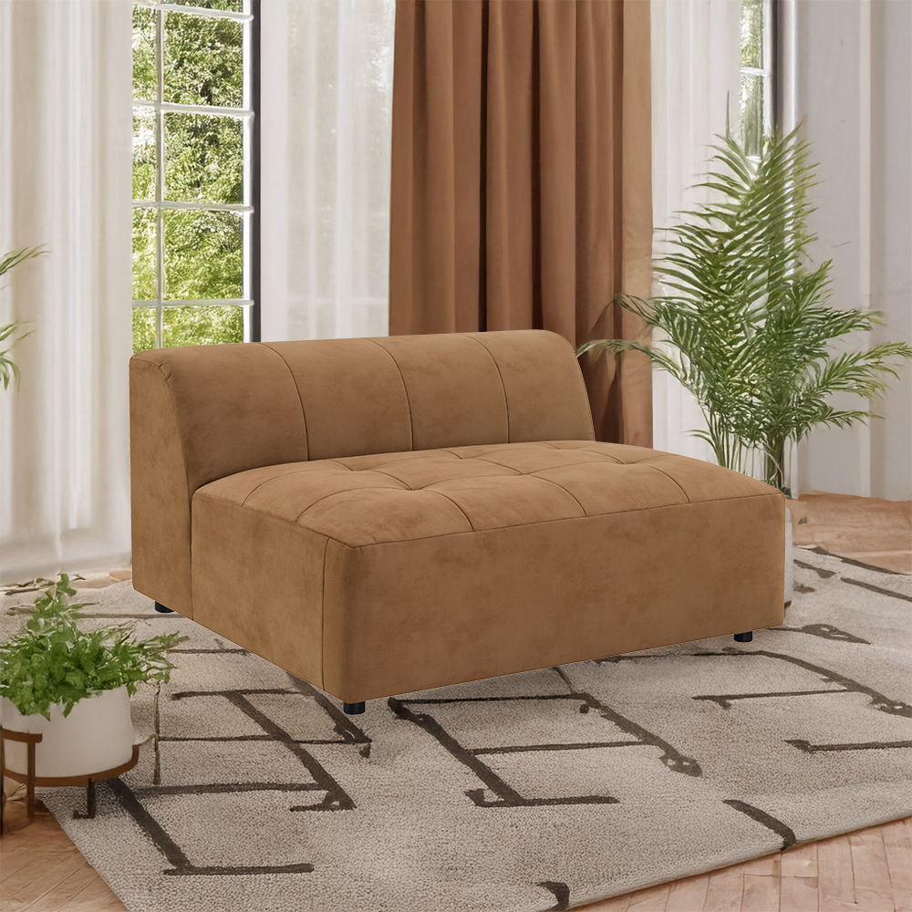 Zoey - Modular - Armless Chair - Chocolate Suede, dark brown