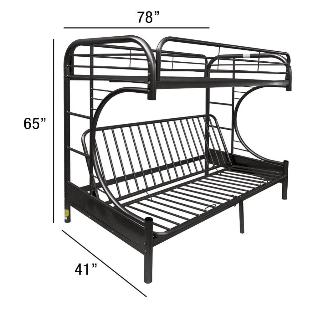 Eclipse - Twin Over Full Futon Bunk Bed - Black, black, view 4