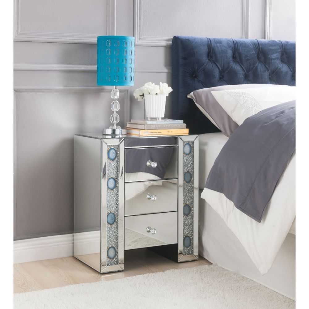 Sonia - Accent Table - Mirrored & Faux Agate Stone, silver, view 2