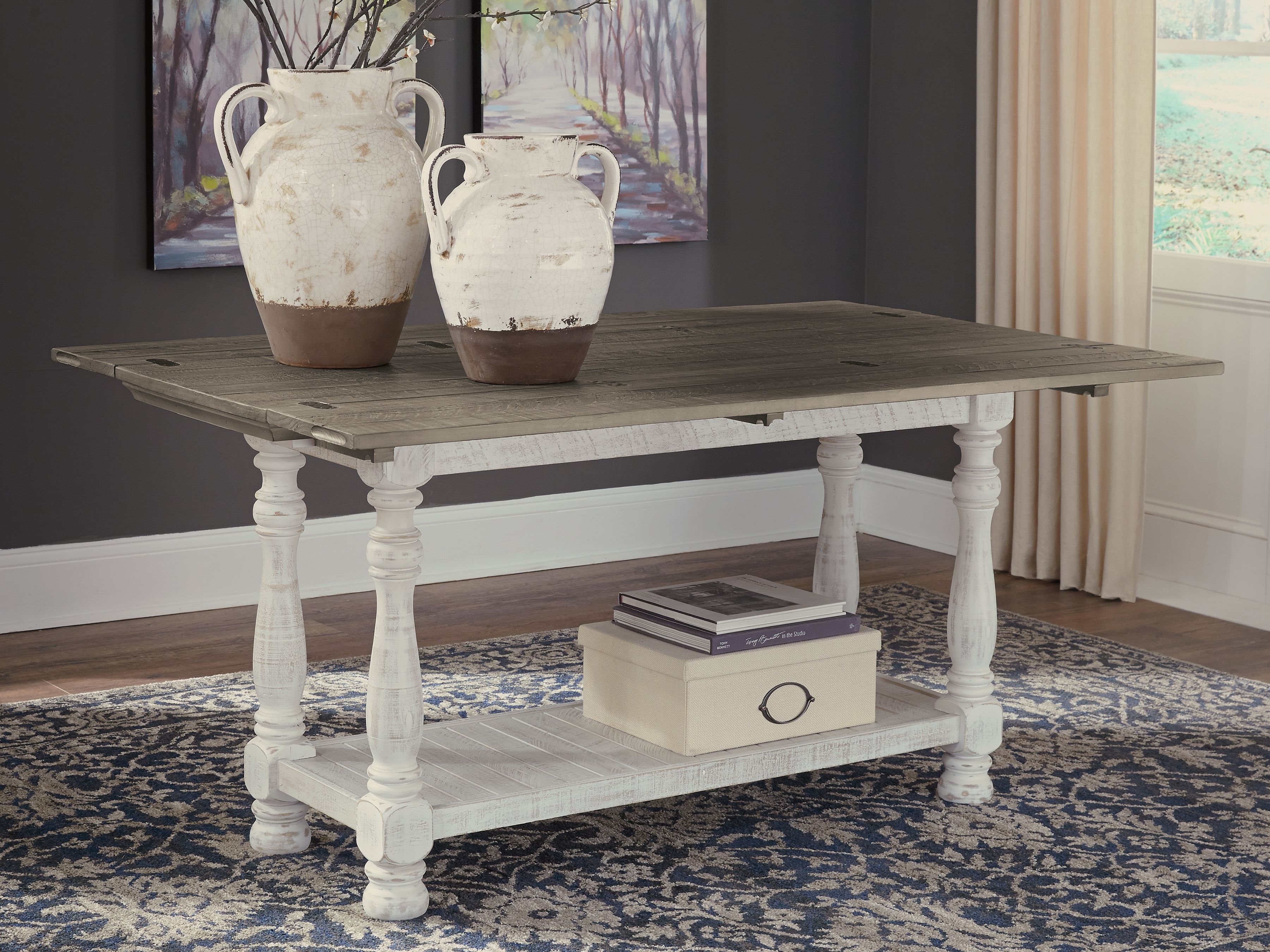 Ashley Furniture Havalance - Flip Top Sofa Table - Gray / White - Image 7