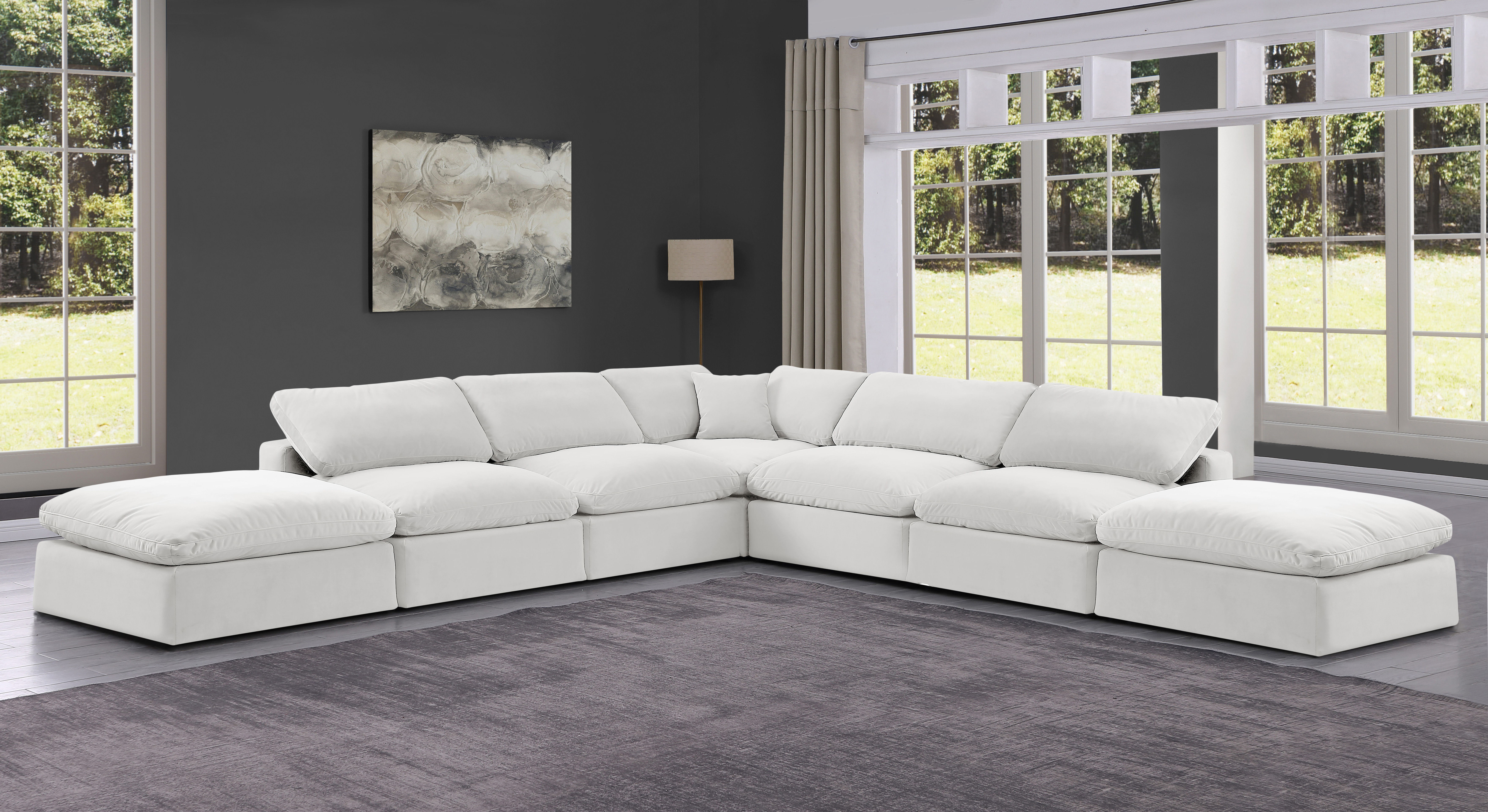 Comfy - 7 Piece Velvet Modular Corner Sectional - White