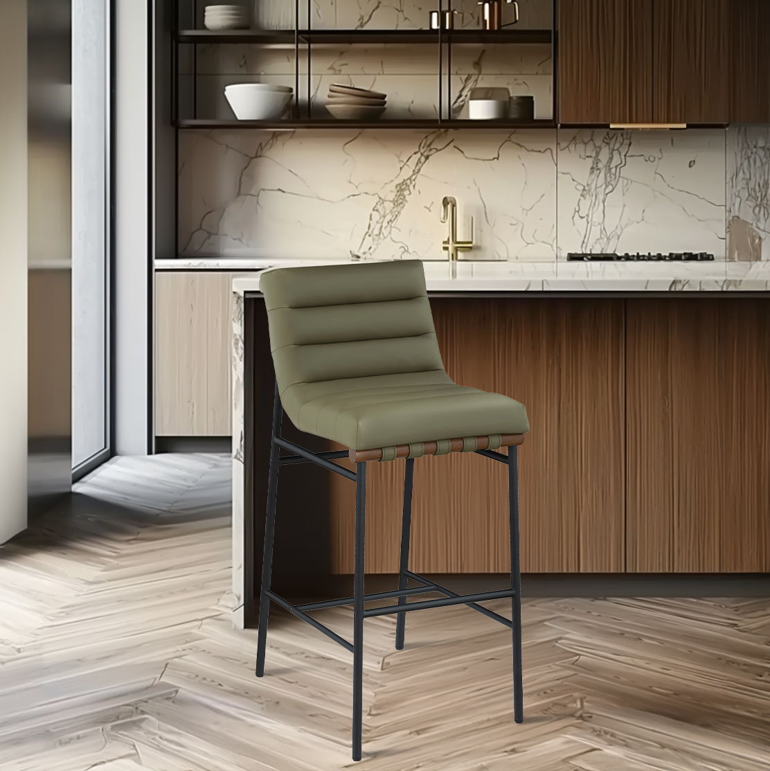 Burke - Bar Stool - Olive Green