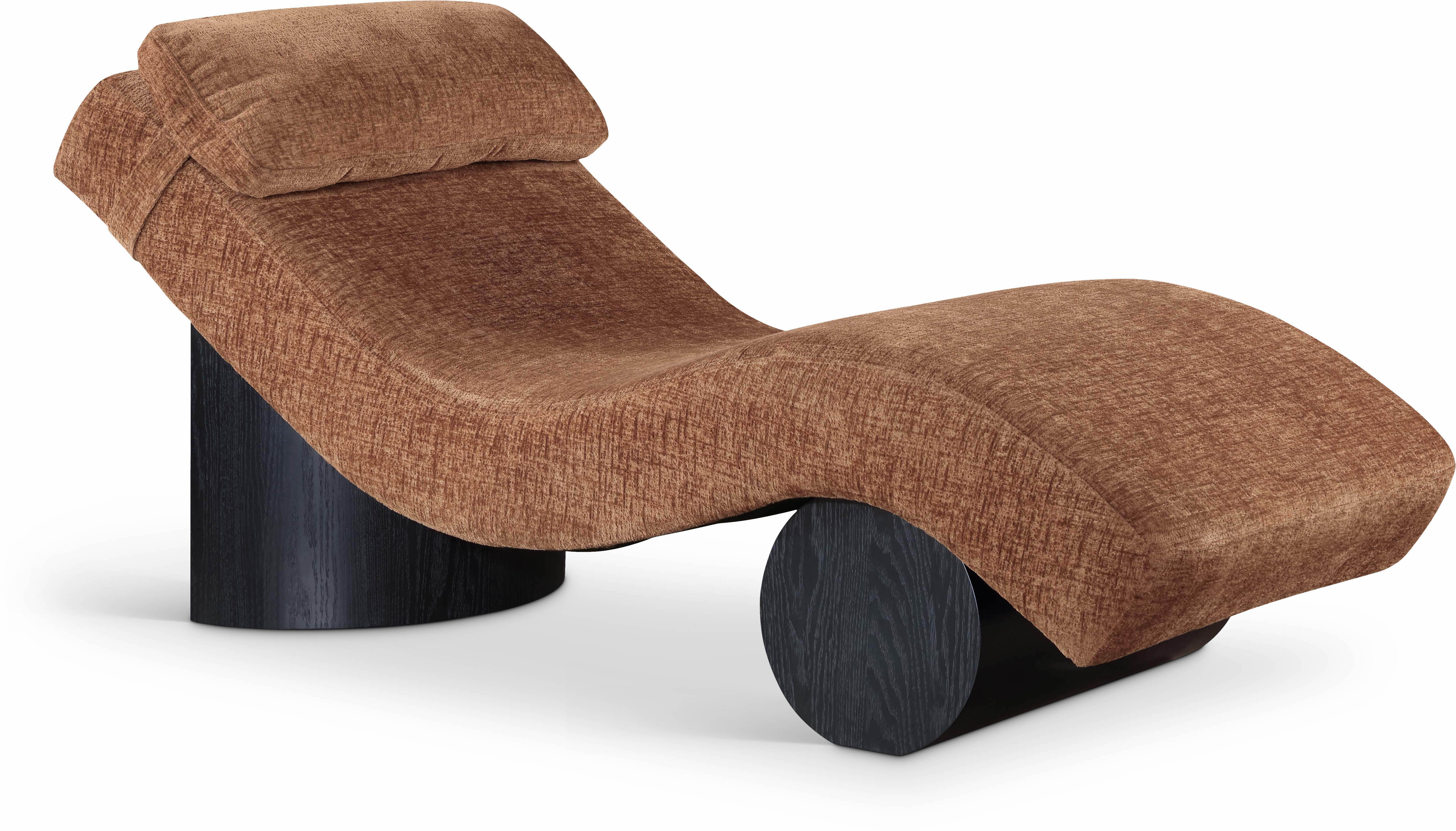 Marcella - Fabric Chaise Lounge - Cognac