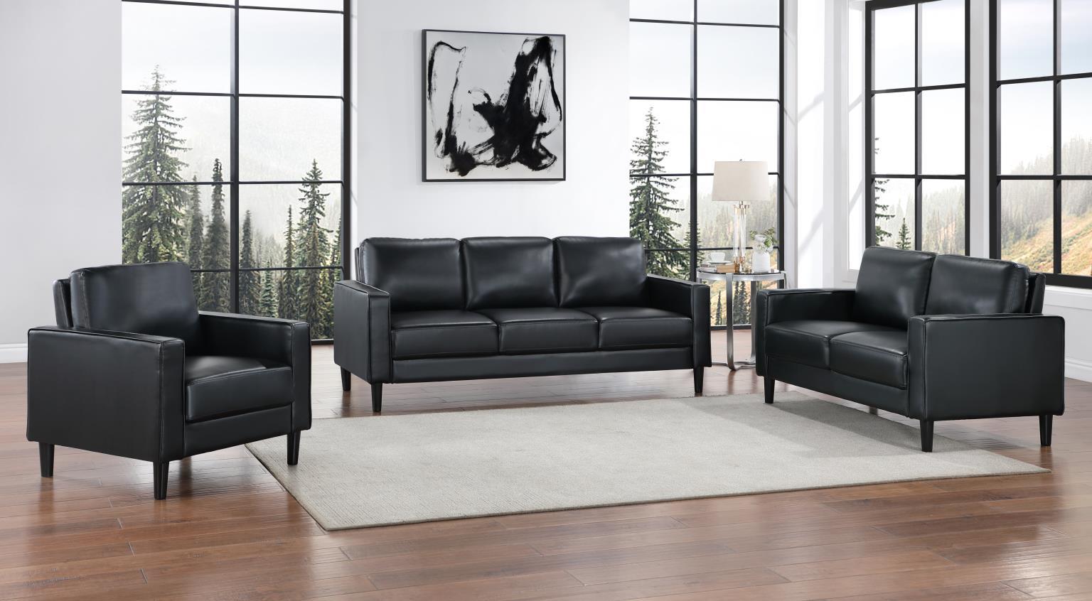 U440 - 3 Piece Living Room Set (Sofa, Loveseat, Chair) - Black