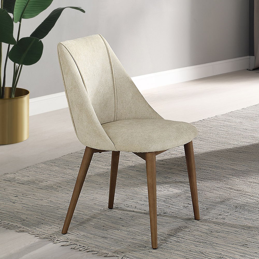 Willene - Side Chair (Set of 2) - Beige Fabric & Walnut, beige, view 4