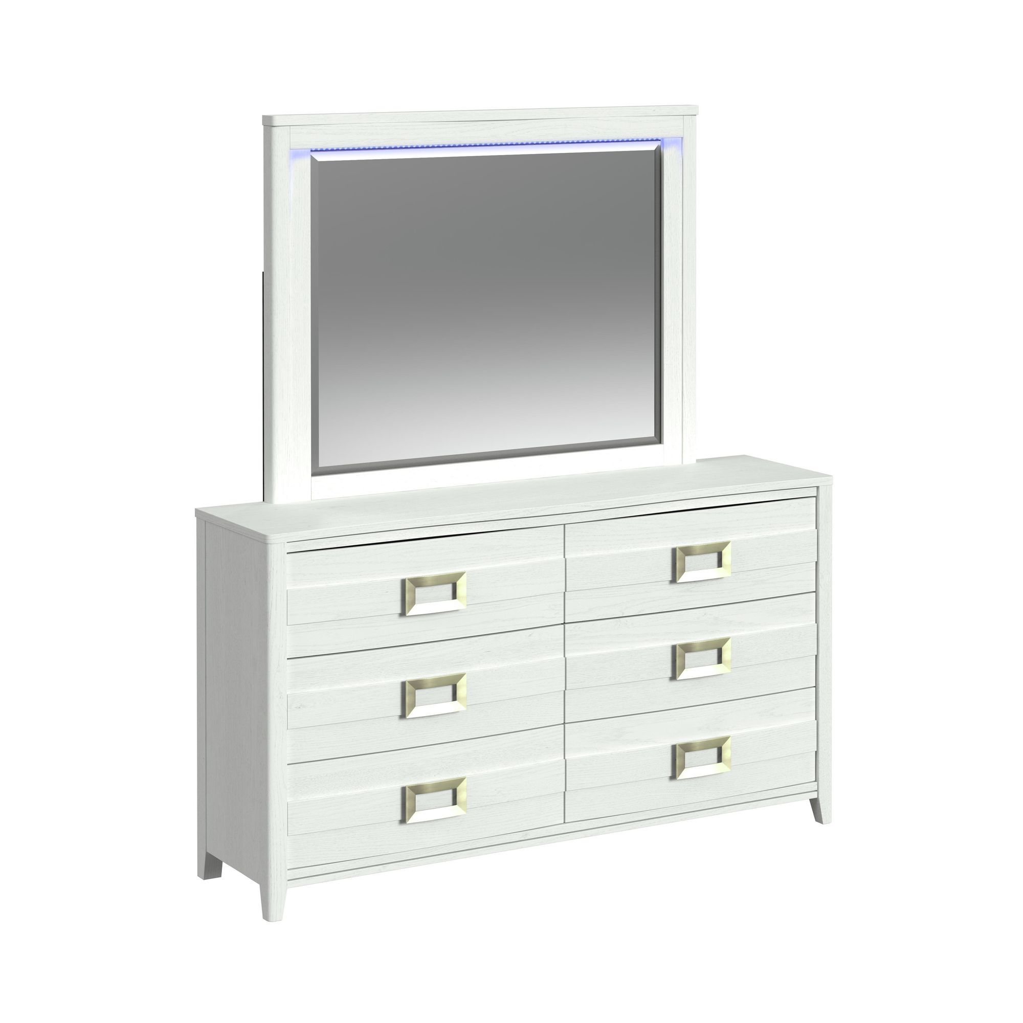 Dresser And Mirror Set With LED