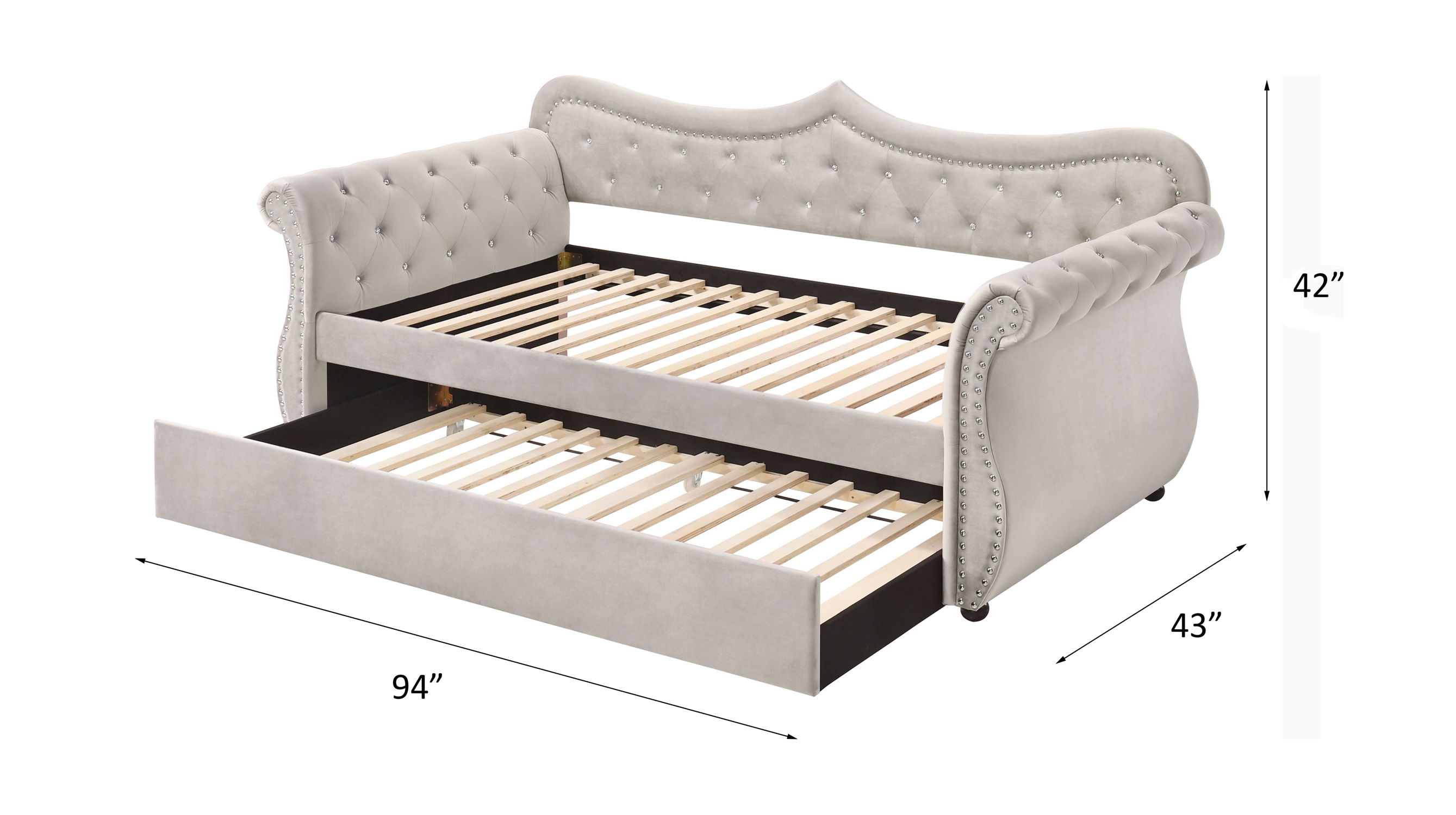 Adkins - Twin Daybed With Trundle - Beige Linen, beige, view 4
