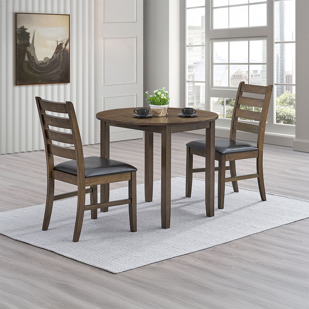 Damica - Side Chair (Set of 2) - Brown Synthetic Leather & Walnut, dark brown, view 5