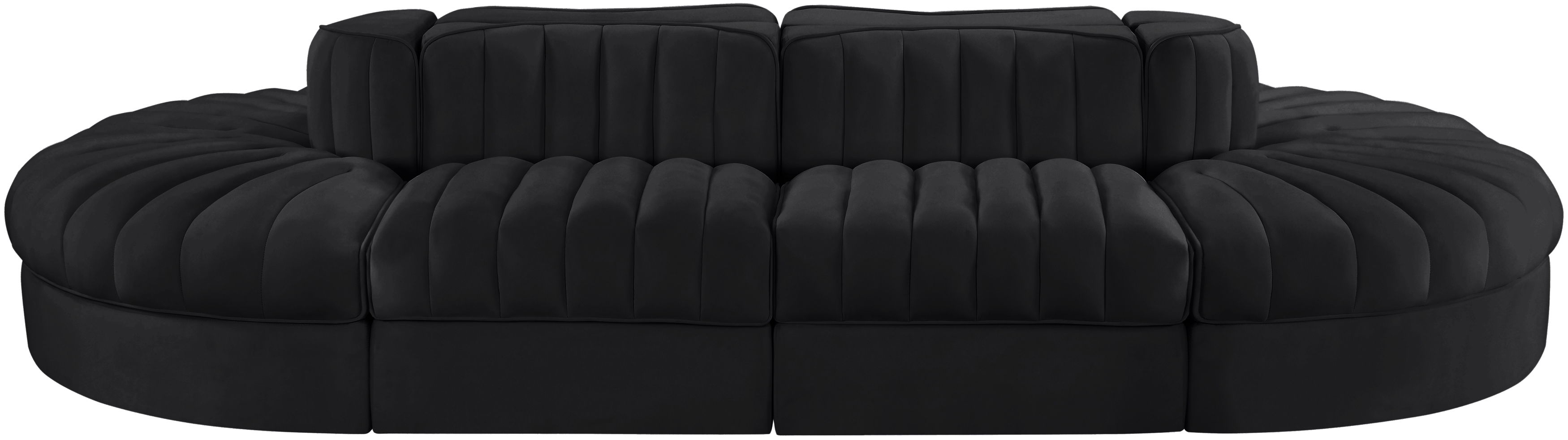 Rummi - Oval Velvet Performance Fabric Upholstered 8 Piece Modular Sectional - Black