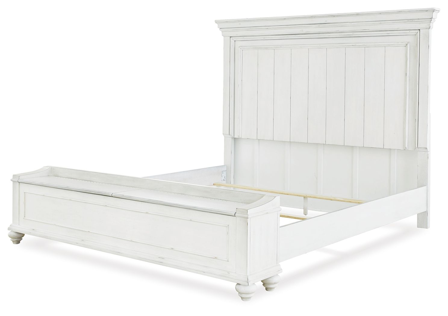 Ashley Furniture Kanwyn - Queen Panel Bed With Storage Bench - Whitewash - Image 7