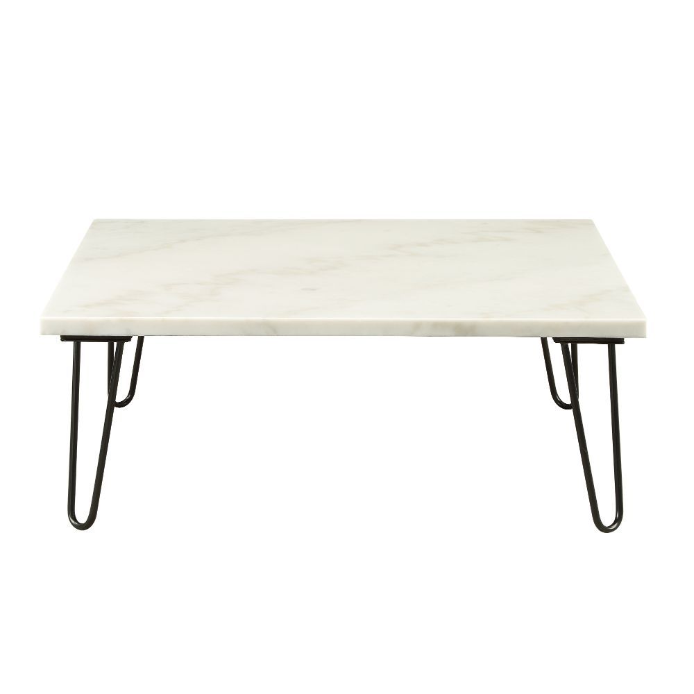 Telestis - Coffee Table - White Marble Top & Black, white