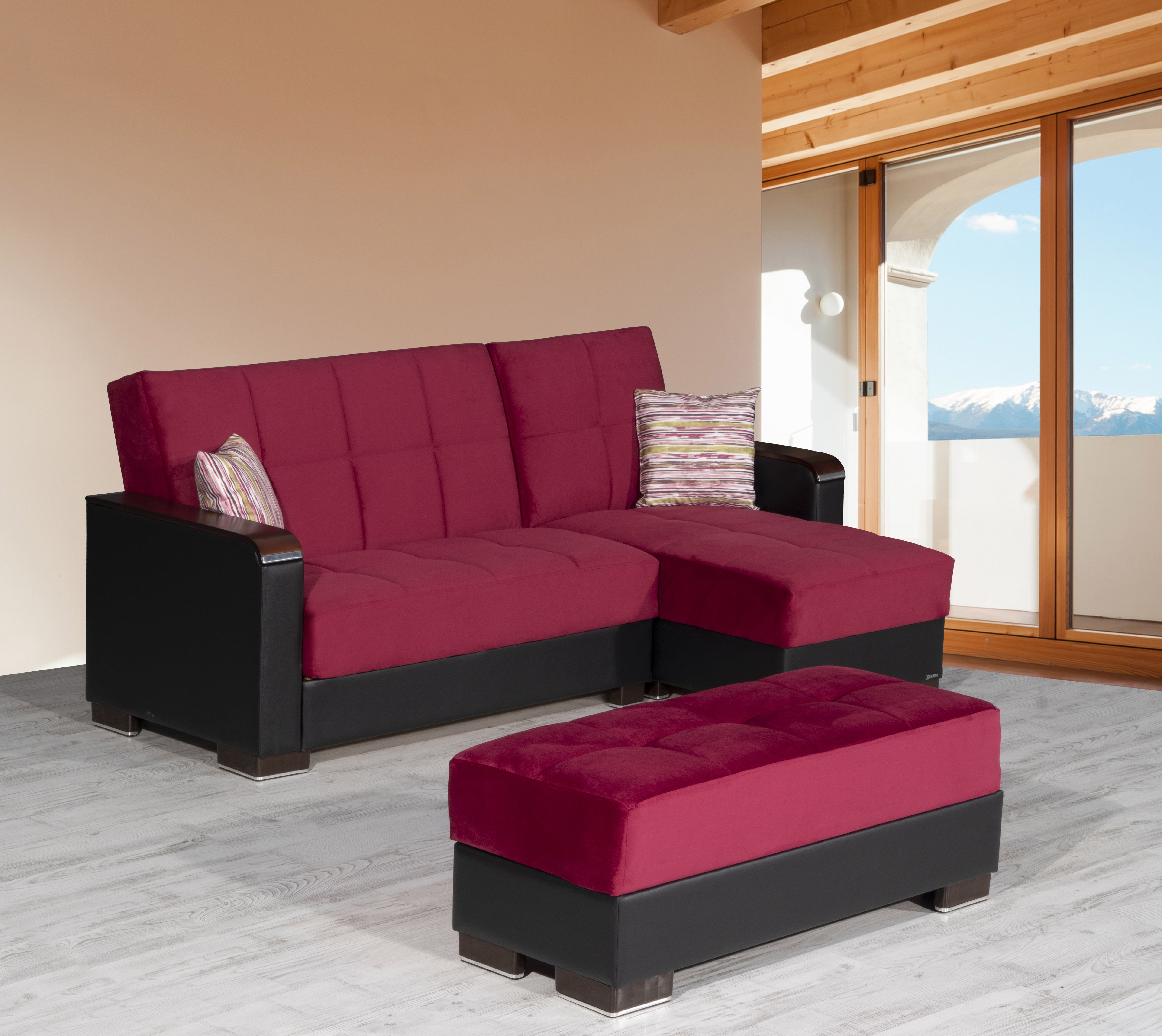 Ottomanson Armada X Convertible Ottoman With Storage Burgundy