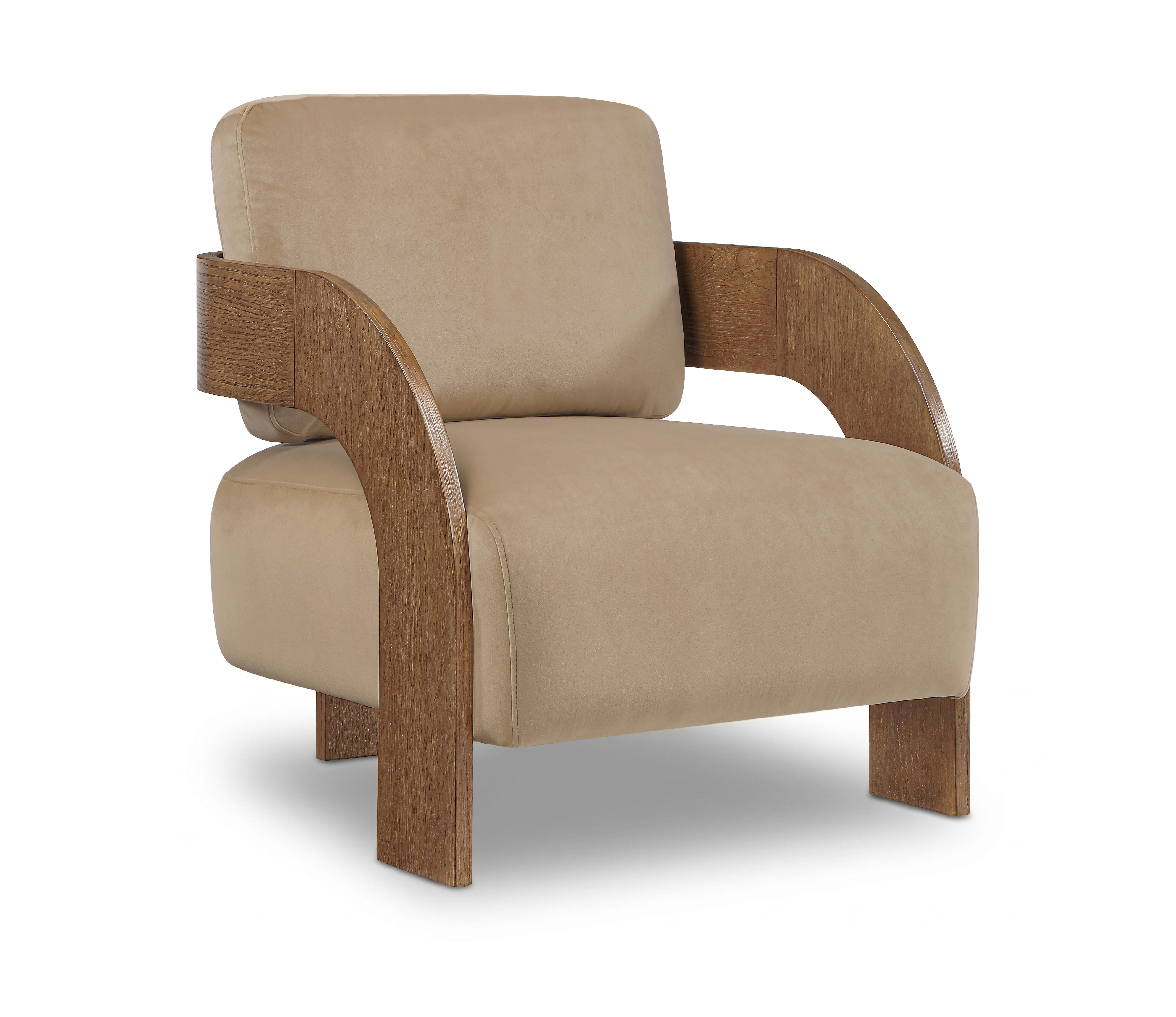 Cedra - Velvet Performance Fabric Upholstered Accent Chair - Beige