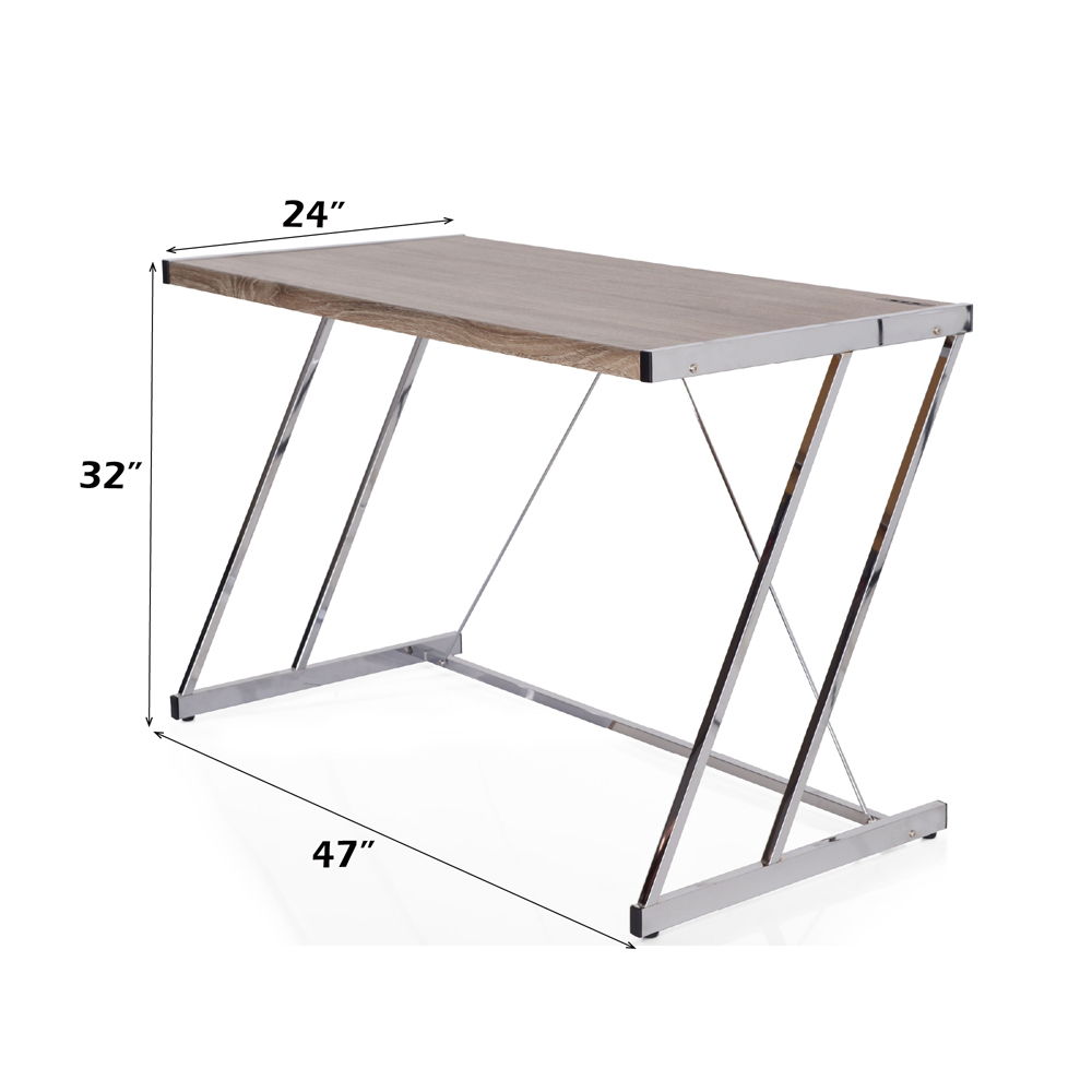 Finis - Writing Desk With USB - Weathered Oak & Chrome, silver, view 6