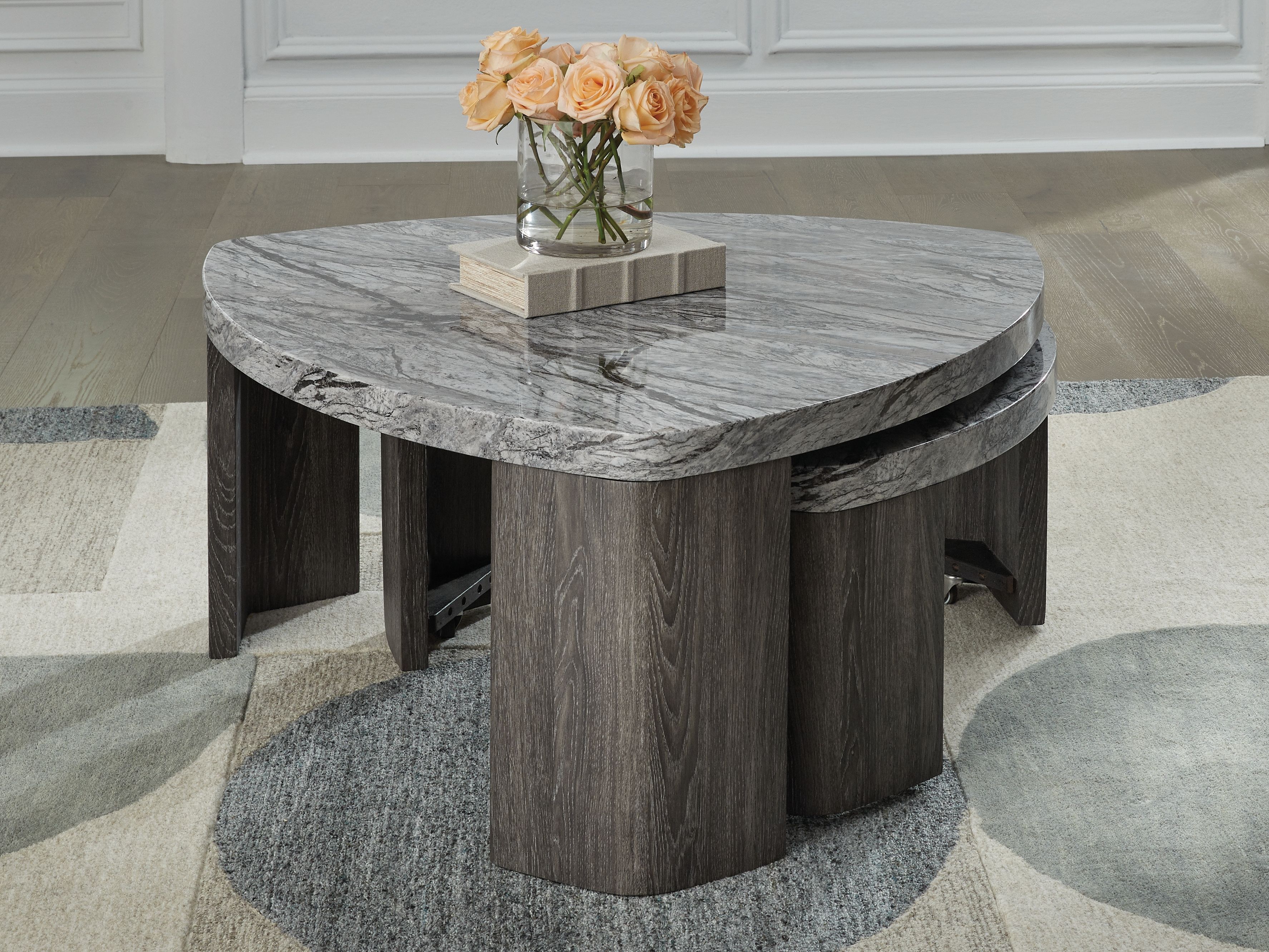 Ashley Furniture Surmour - Stacked Cocktail Table - Gray / Brown - Image 6
