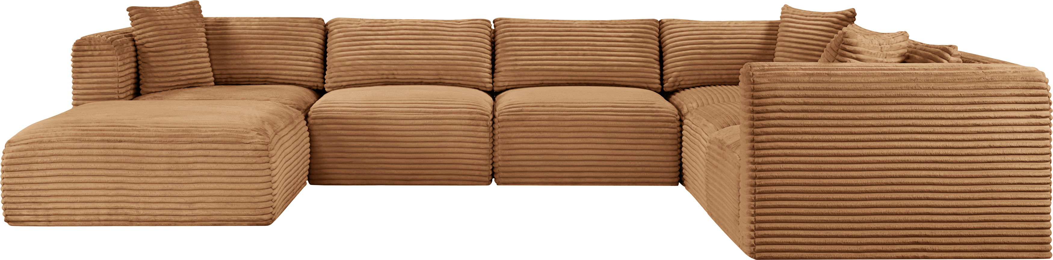 Shaggy - 7 Piece Modular U-Shaped Sectional With Ottoman - Saddle