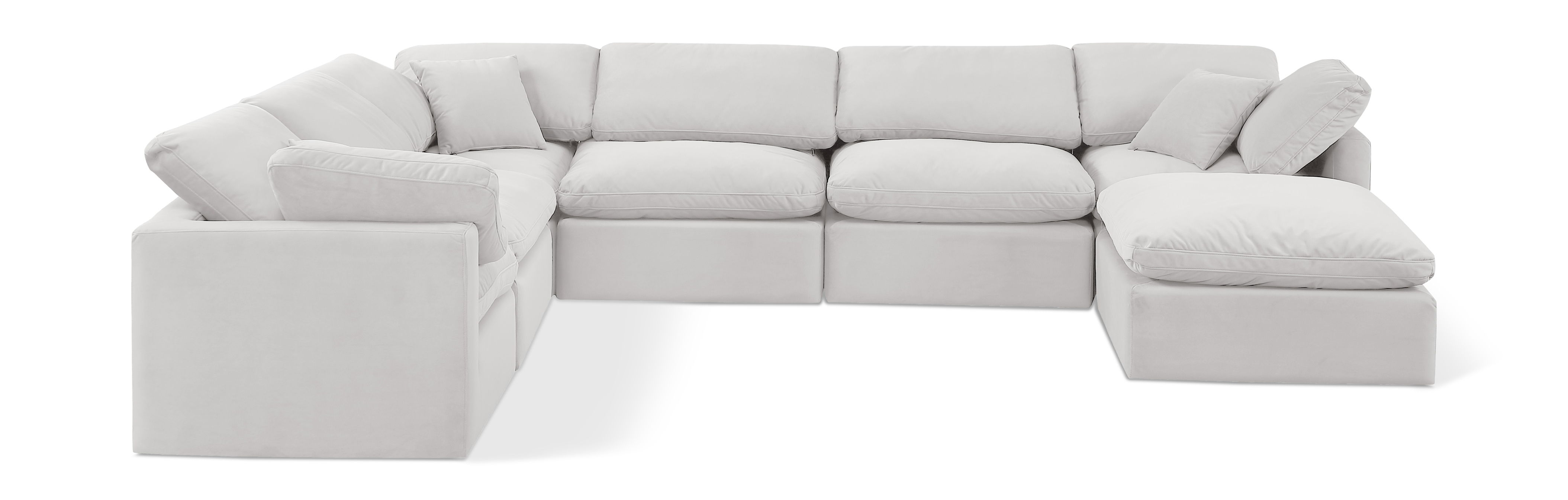 Indulge - Velvet 7 Piece Modular Sectional - Off White