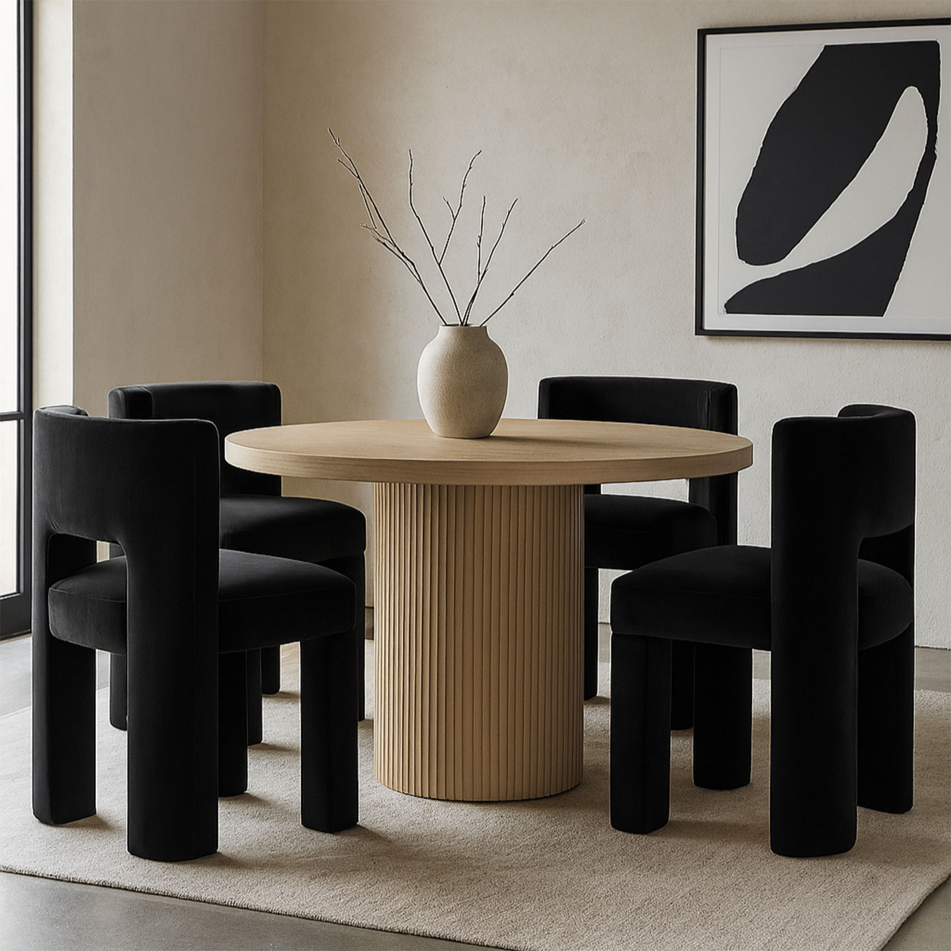Zuno - Velvet Performance Fabric Upholstered Dining Chair (Set of 2) - Black