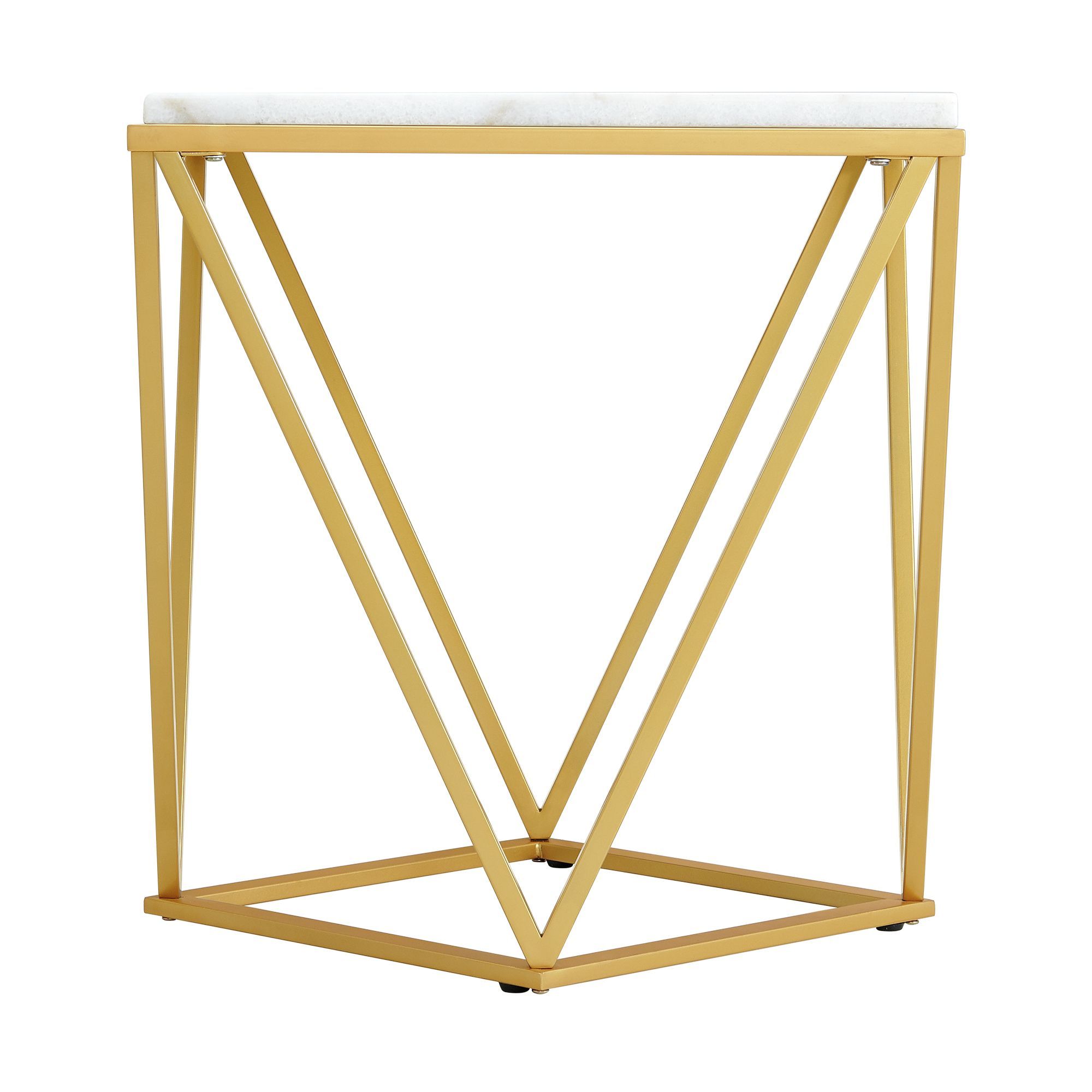 Riko - Square End Table With Metal Leg - Gold