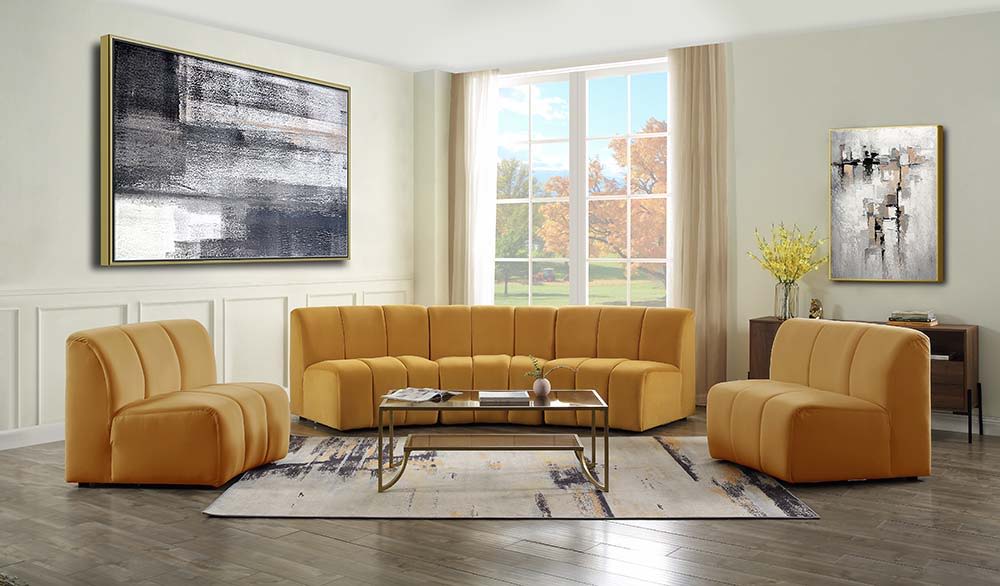 Felicia - Modular Chair - Yellow Velvet, orange, view 6