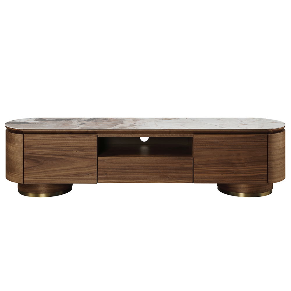 Willene - TV Stand With Ceramic Top - Ceramic Top & Walnut, dark brown, view 7