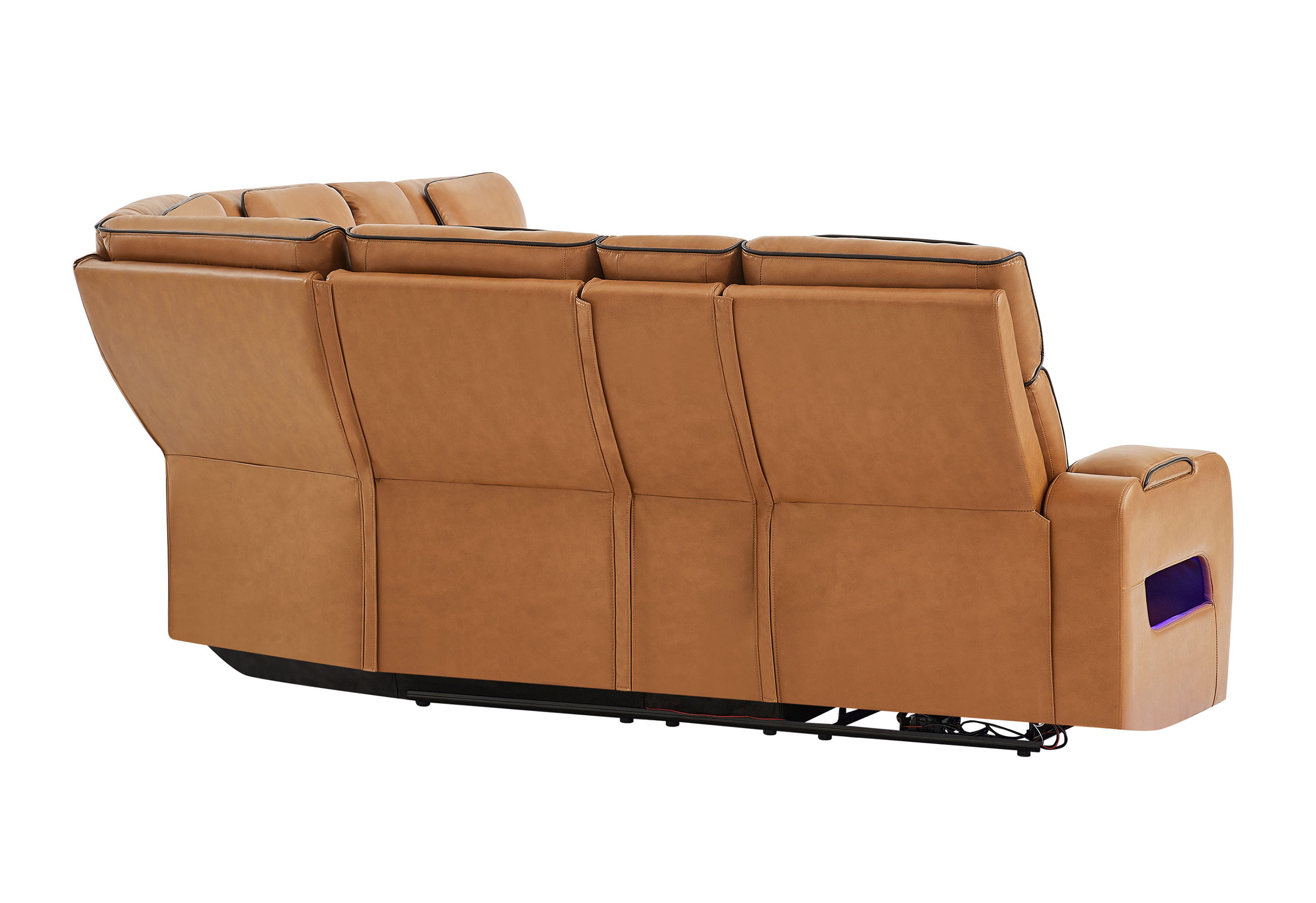 U8611 - Right Side Facing Power Console Reclining Loveseat With Power Headrest, Continuous LED And Speaker - Camel