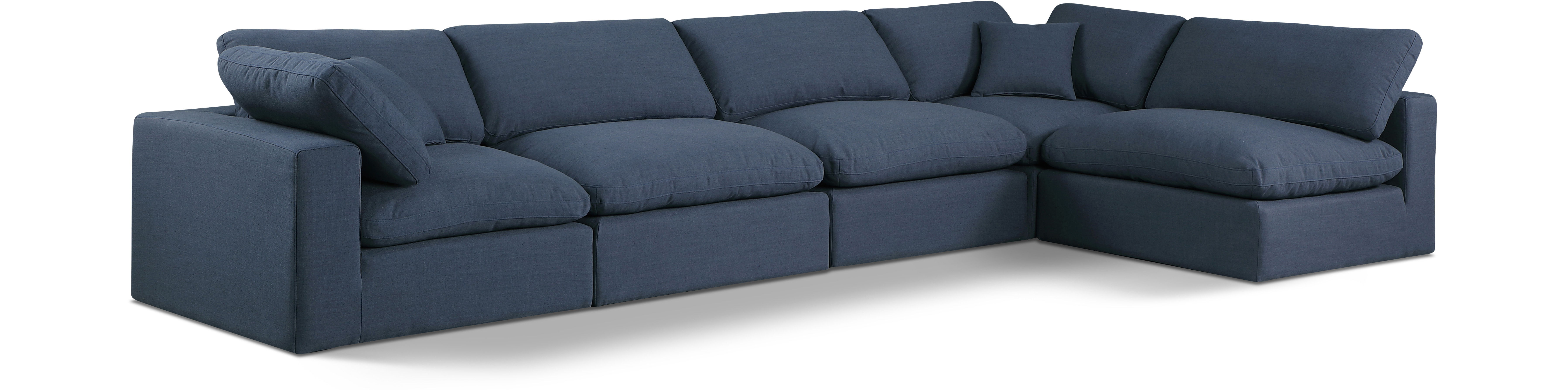 Comfy - 5 Piece Linen Modular Sectional - Blue