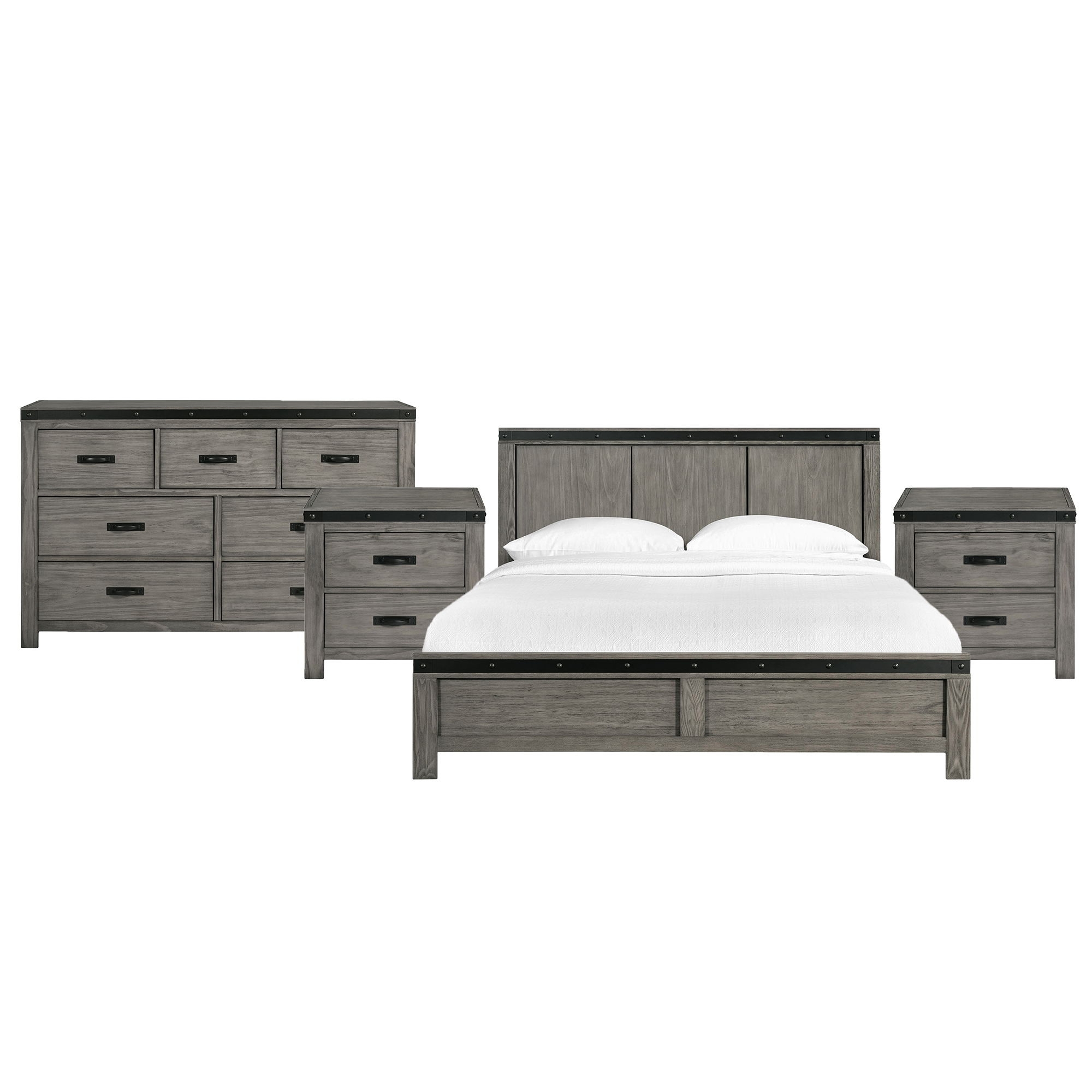 Wade - King 4 Piece Bedroom Set - Gray
