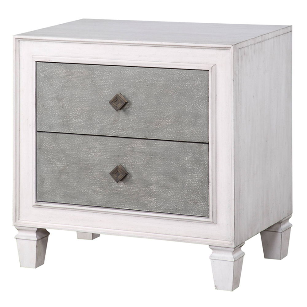Katia - Nightstand - Rustic Gray & Weathered White, white, view 2
