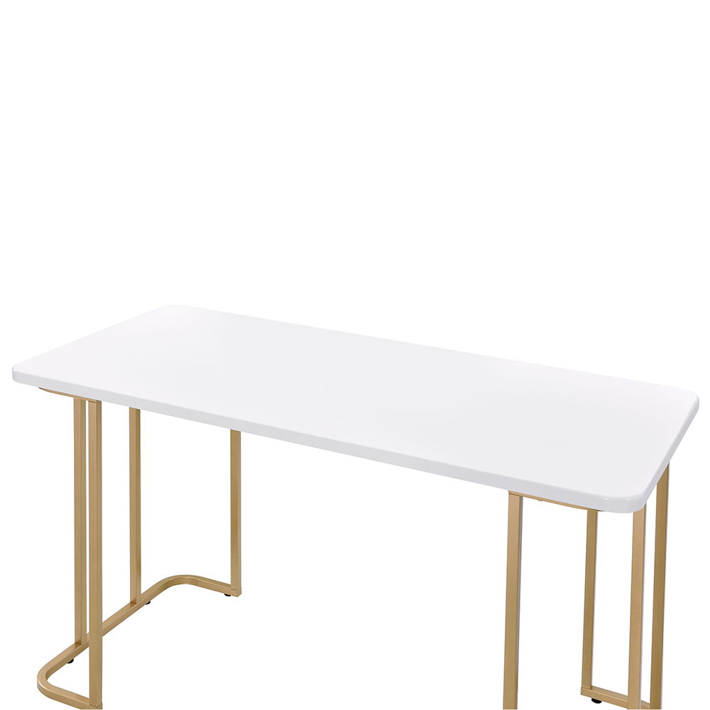 Estie - Writing Desk (Same Ac00902) - White & Gold, white, view 2