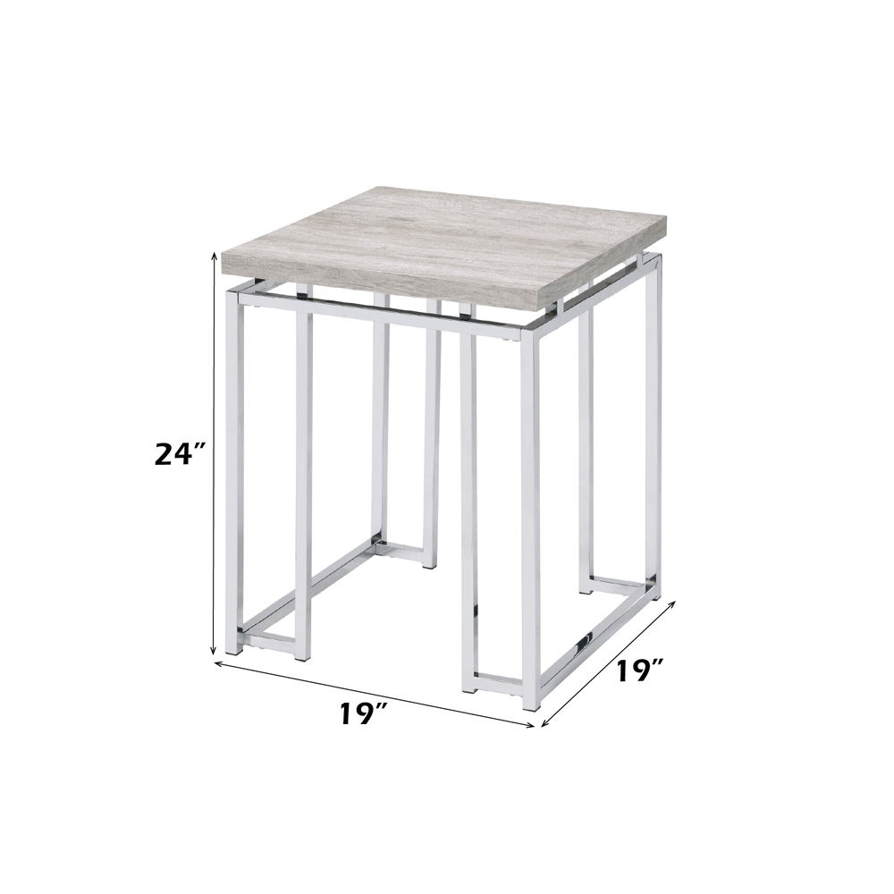 Chafik - End Table - Natural Oak & Chrome, light brown, view 6