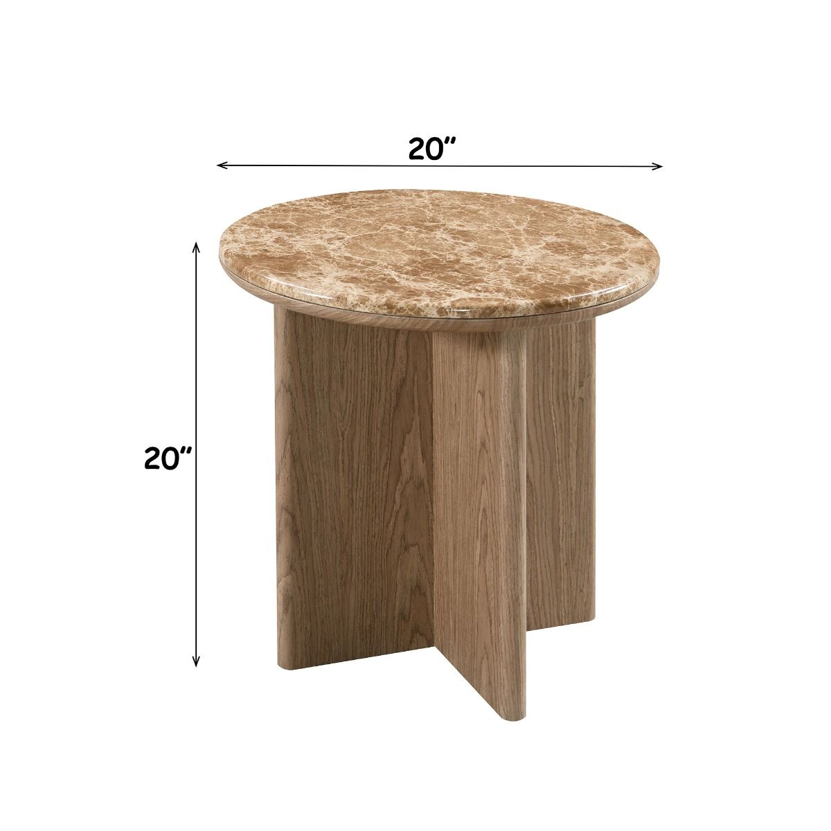 Markku - End Table With Natural Marble - Oak, dark brown, view 5