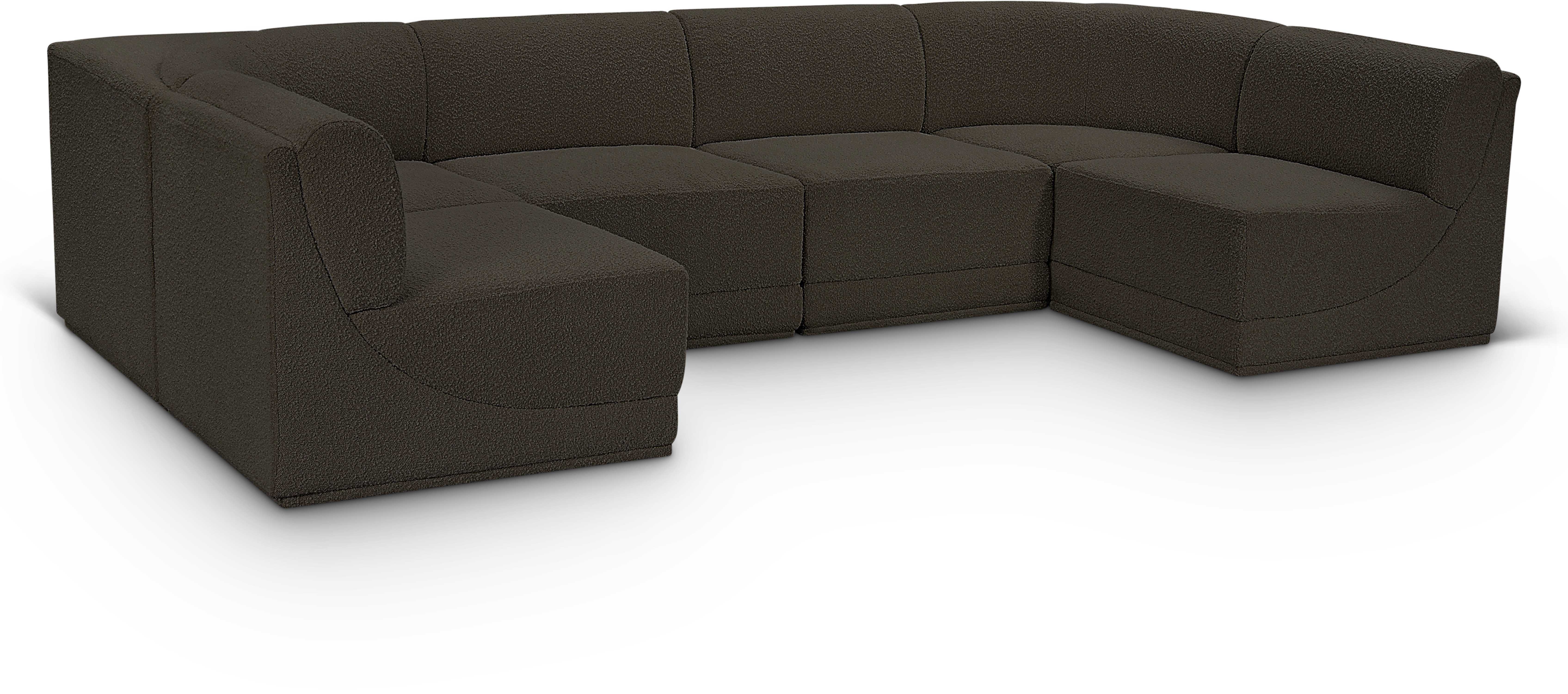 Ollie - 6 Piece Modular U-Shaped Sectional - Brown