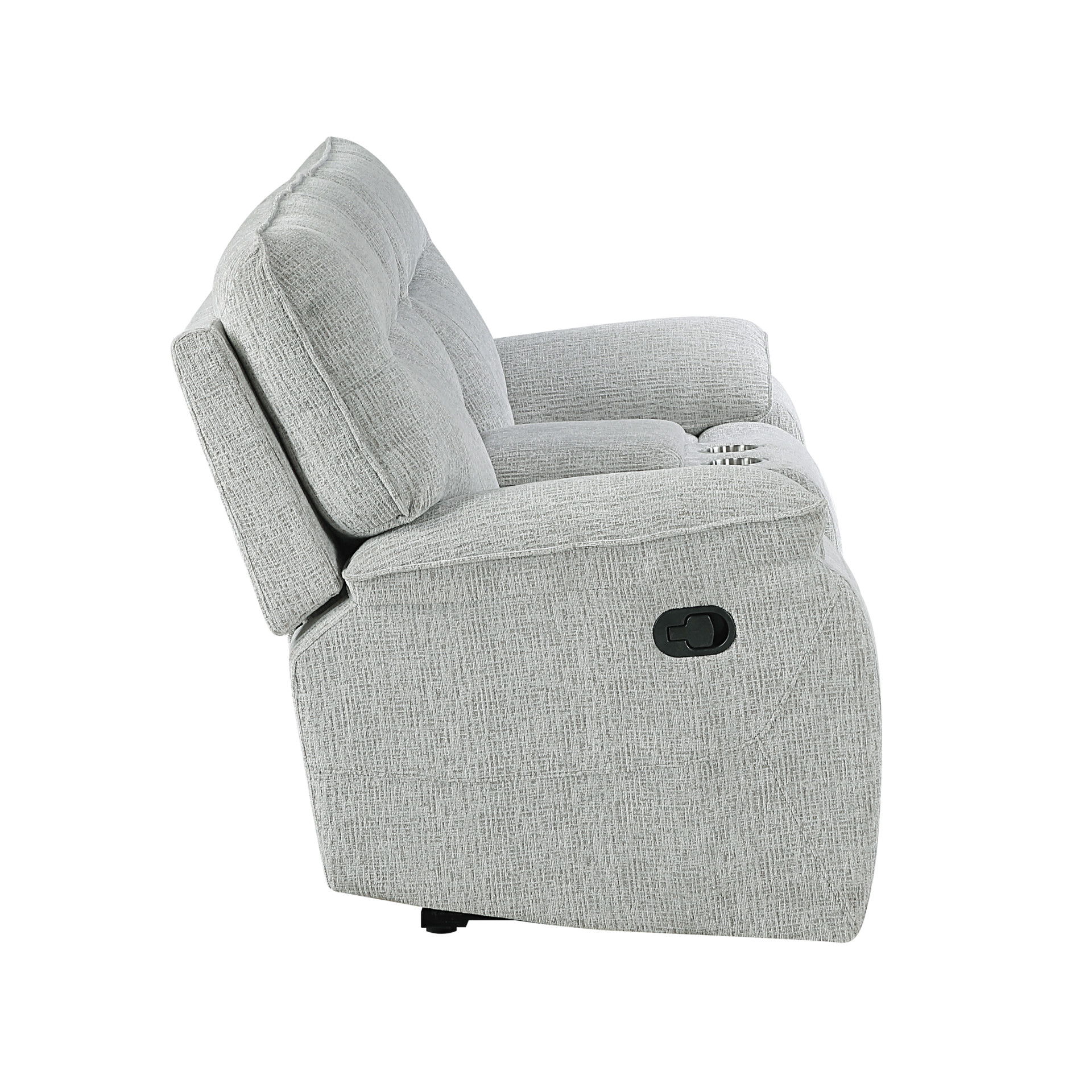 Chablis - Reclining Console Loveseat - Mist Gray, light gray, view 4