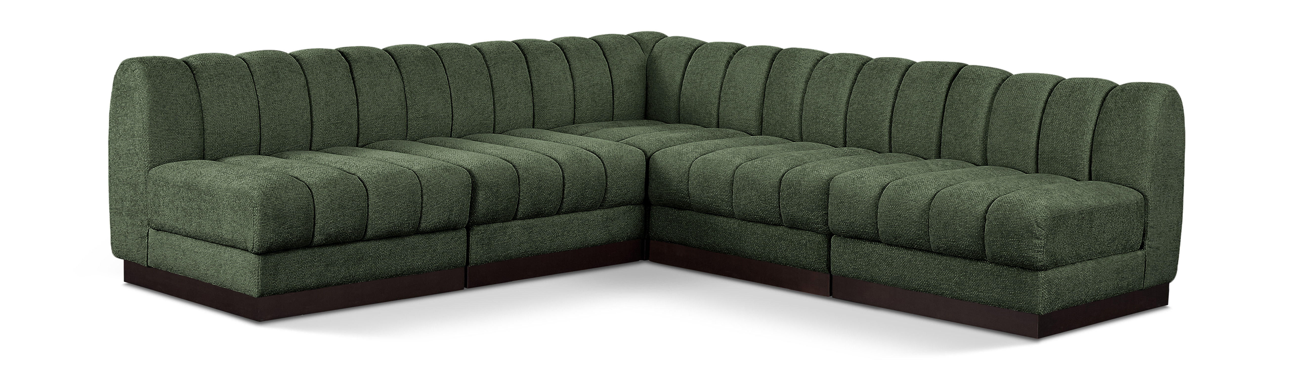 Quinn - 5 Piece Modular Armless Corner Sectional - Green