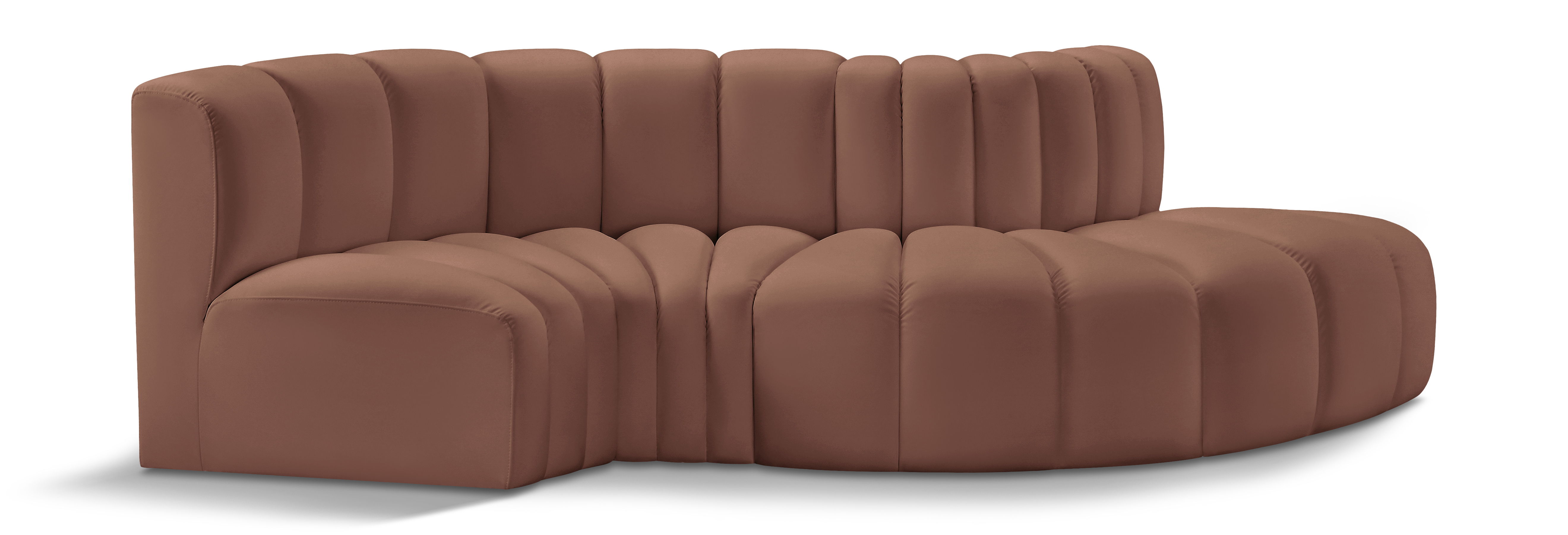 Arc - Faux Leather 4 Piece L-Shaped Modular Sofa - Cognac